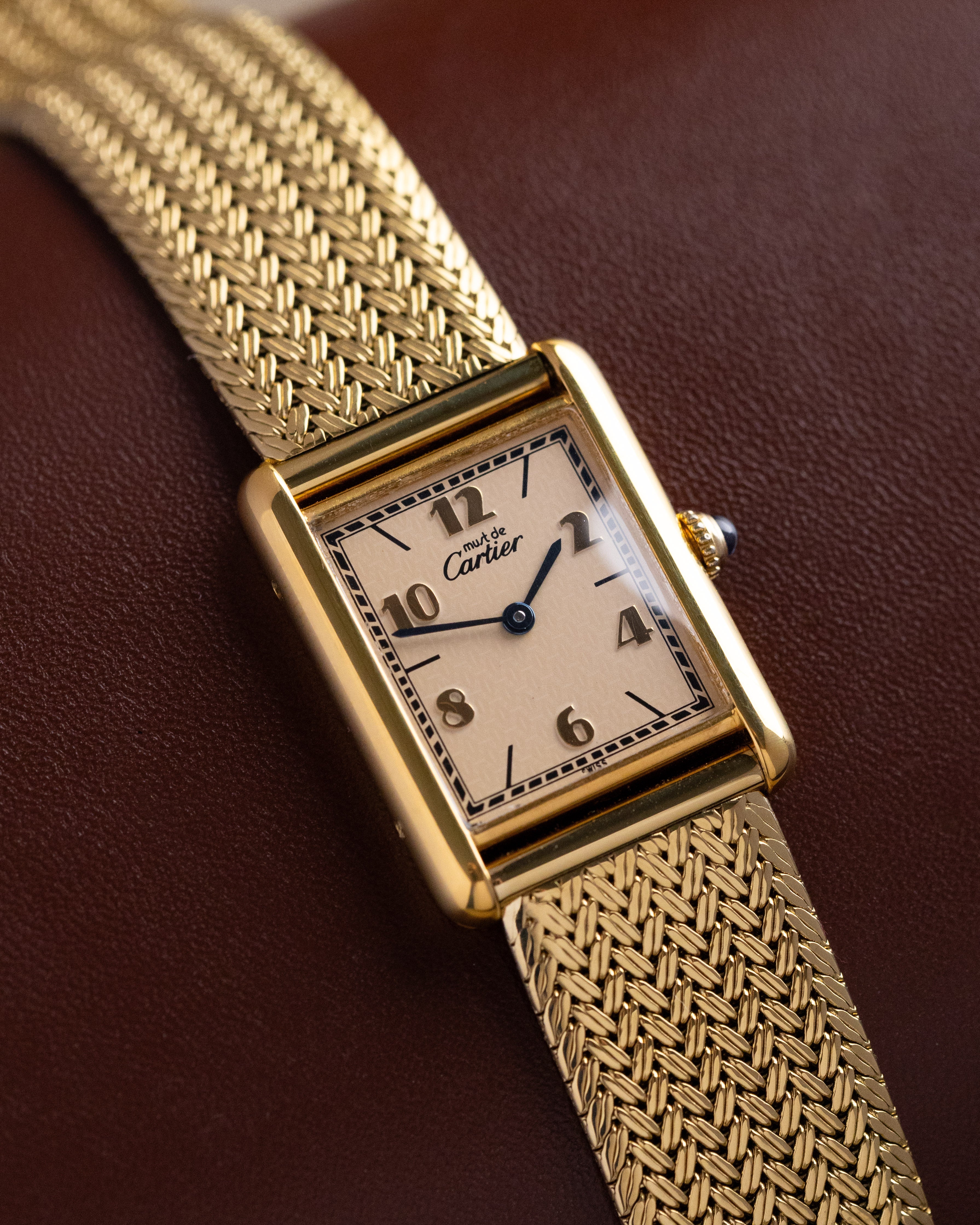 Vintage Must de Cartier Tank, Quartz, Cream Dial, Arabic Numerals, Vermeil Case from 1990's - DuMarko