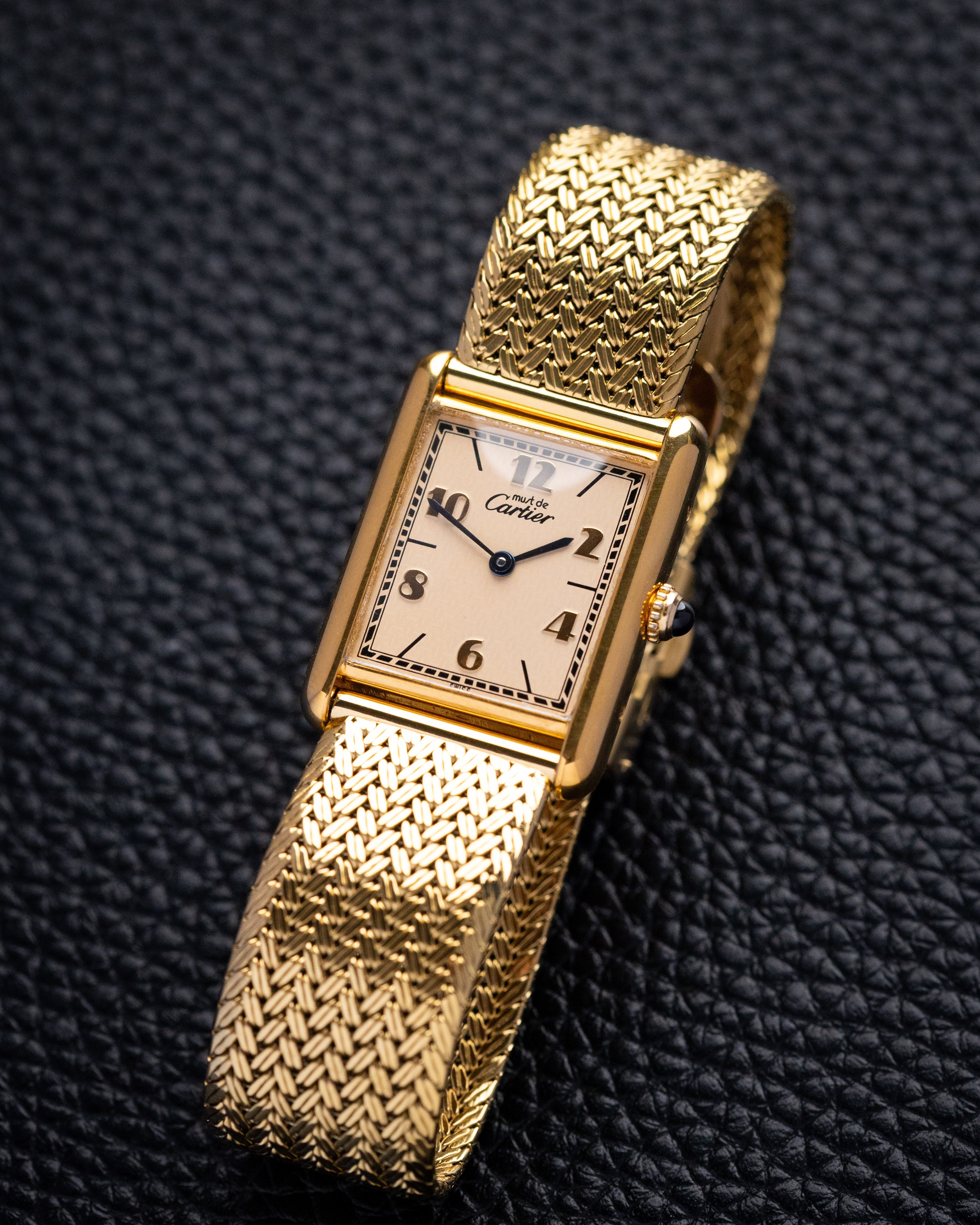 Vintage Must de Cartier Tank, Quartz, Cream Dial, Arabic Numerals, Vermeil Case from 1990's - DuMarko