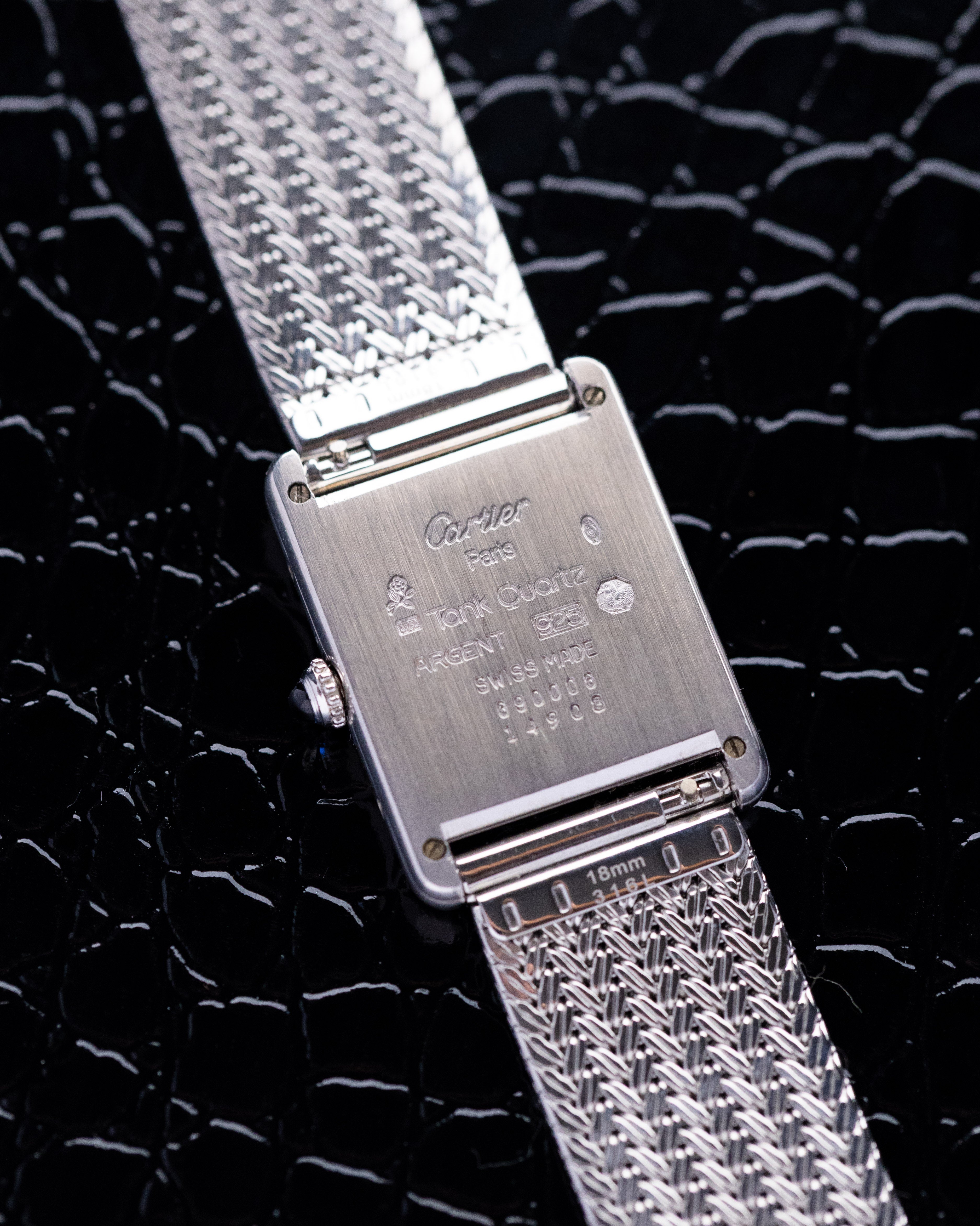 Vintage Must de Cartier Tank, Ref. 690006, Silver & Rhodium Case, Blue Roman Numerals, Quartz from 1990's - DuMarko