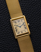 Vintage Must de Cartier Tank Vermeil, Lemon Dial with roman numerals, Ref. 6 81006 from 1980s, with original documents. - DuMarko