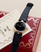 Vintage Must de Cartier Vendome Quartz, “Onyx” Style Black Dial, Original Box and Documents (Full Set) - DuMarko