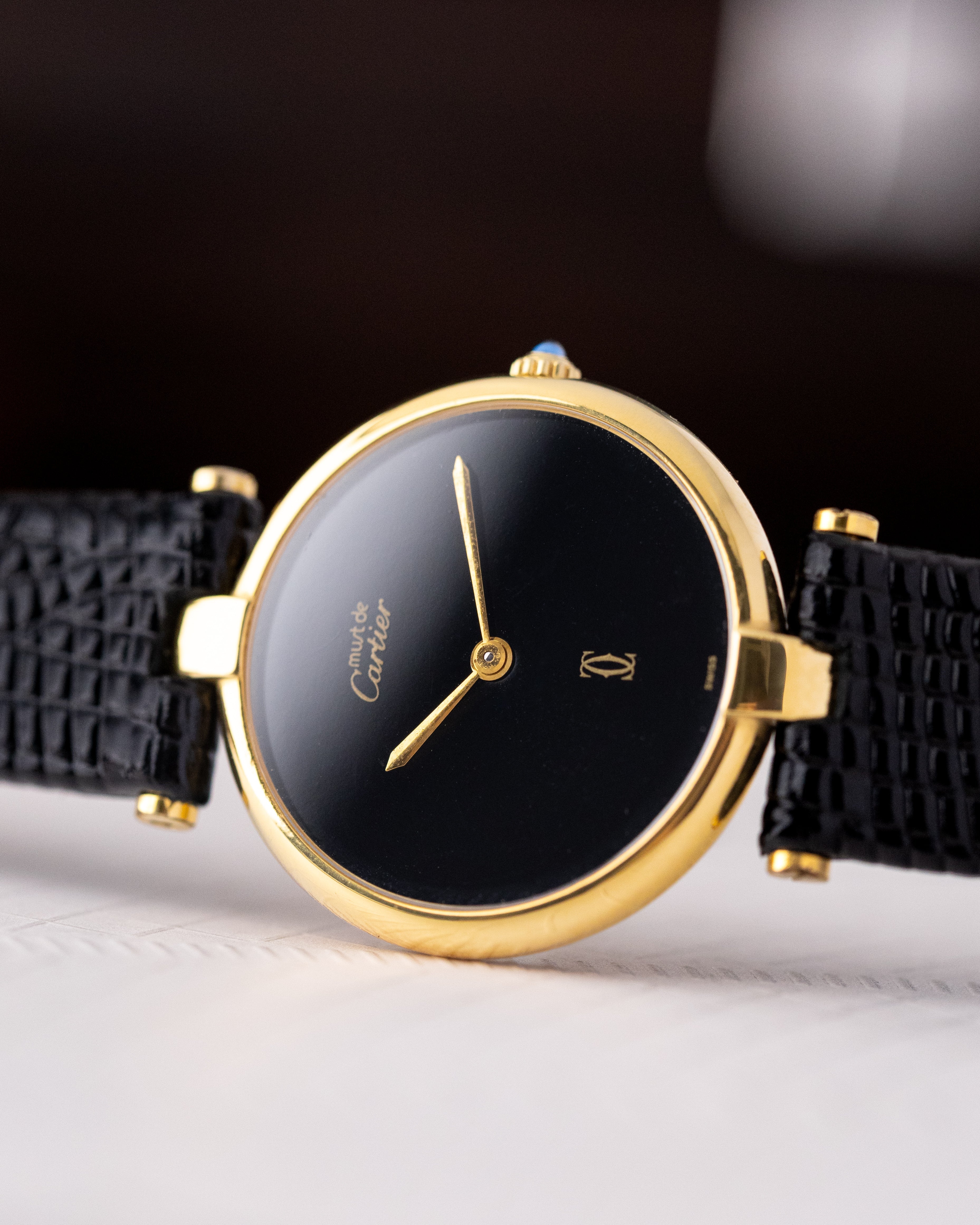 Vintage Must de Cartier Vendome Quartz, “Onyx” Style Black Dial, Swiss Made Unisex Watch - DuMarko