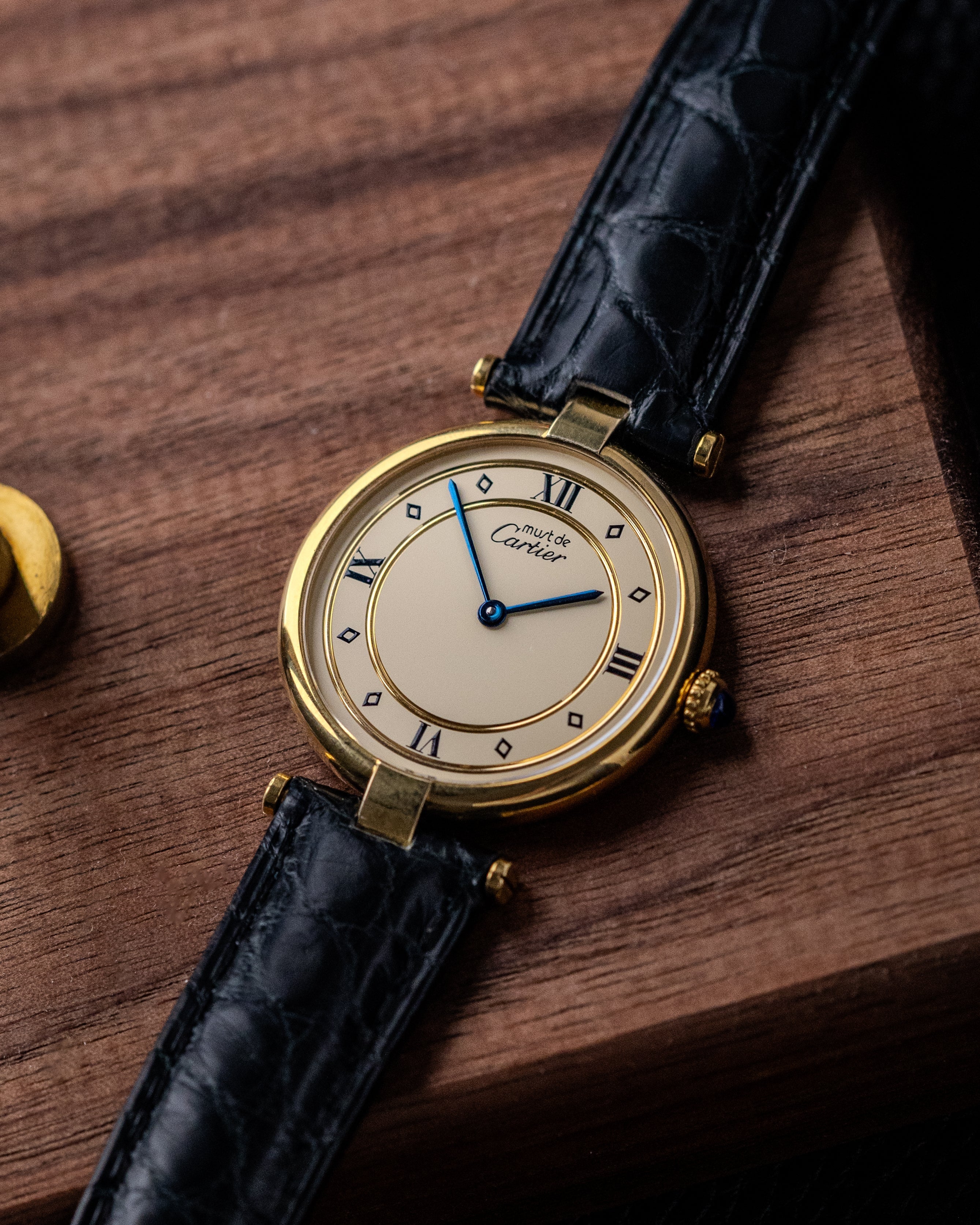Vintage Must de Cartier Vendôme, Ref. 590003, Vermeil Case, Roman Dial, Quartz from 1990's - DuMarko