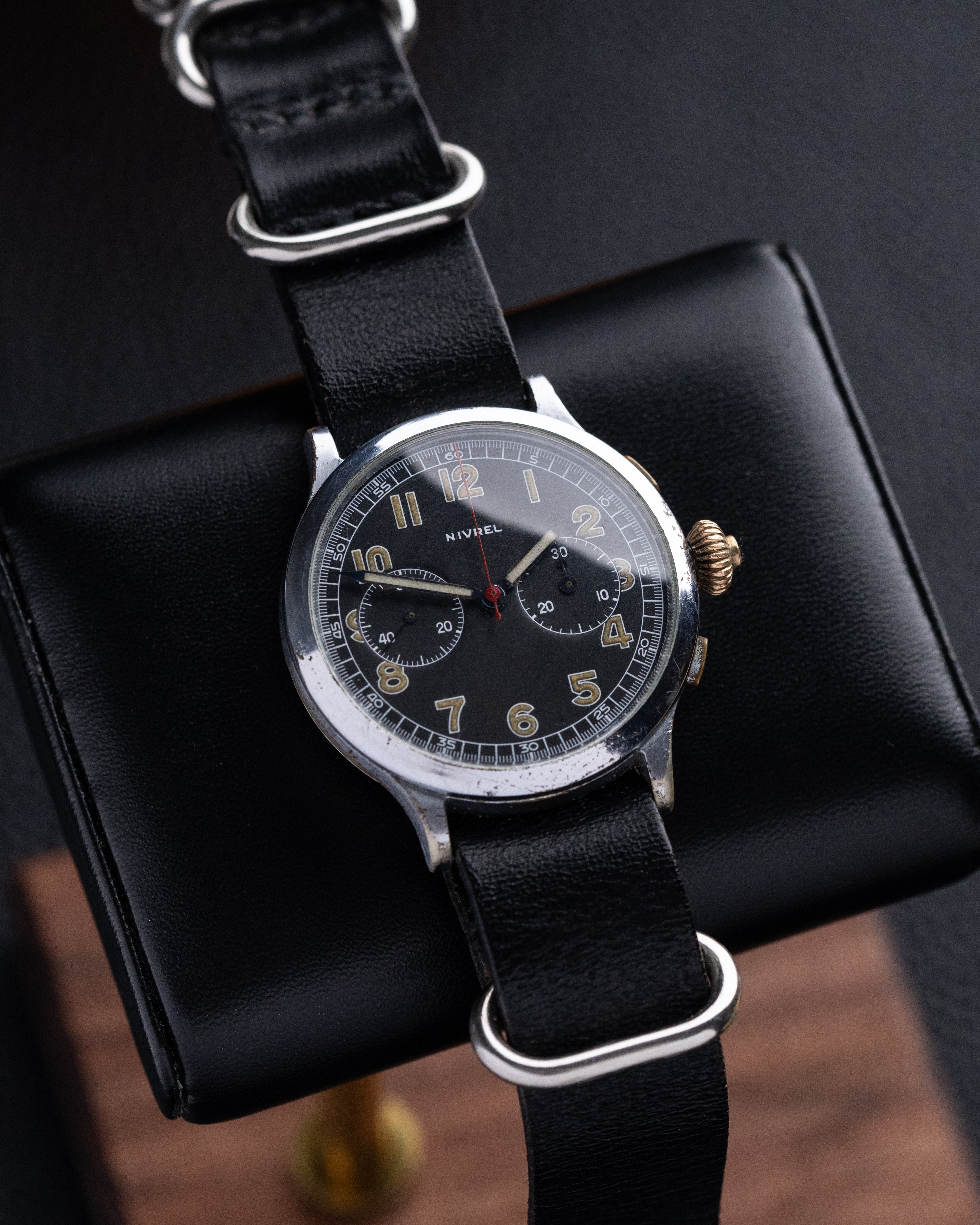 Vintage Nivrel Landeron 47, Original German Military Chronograph