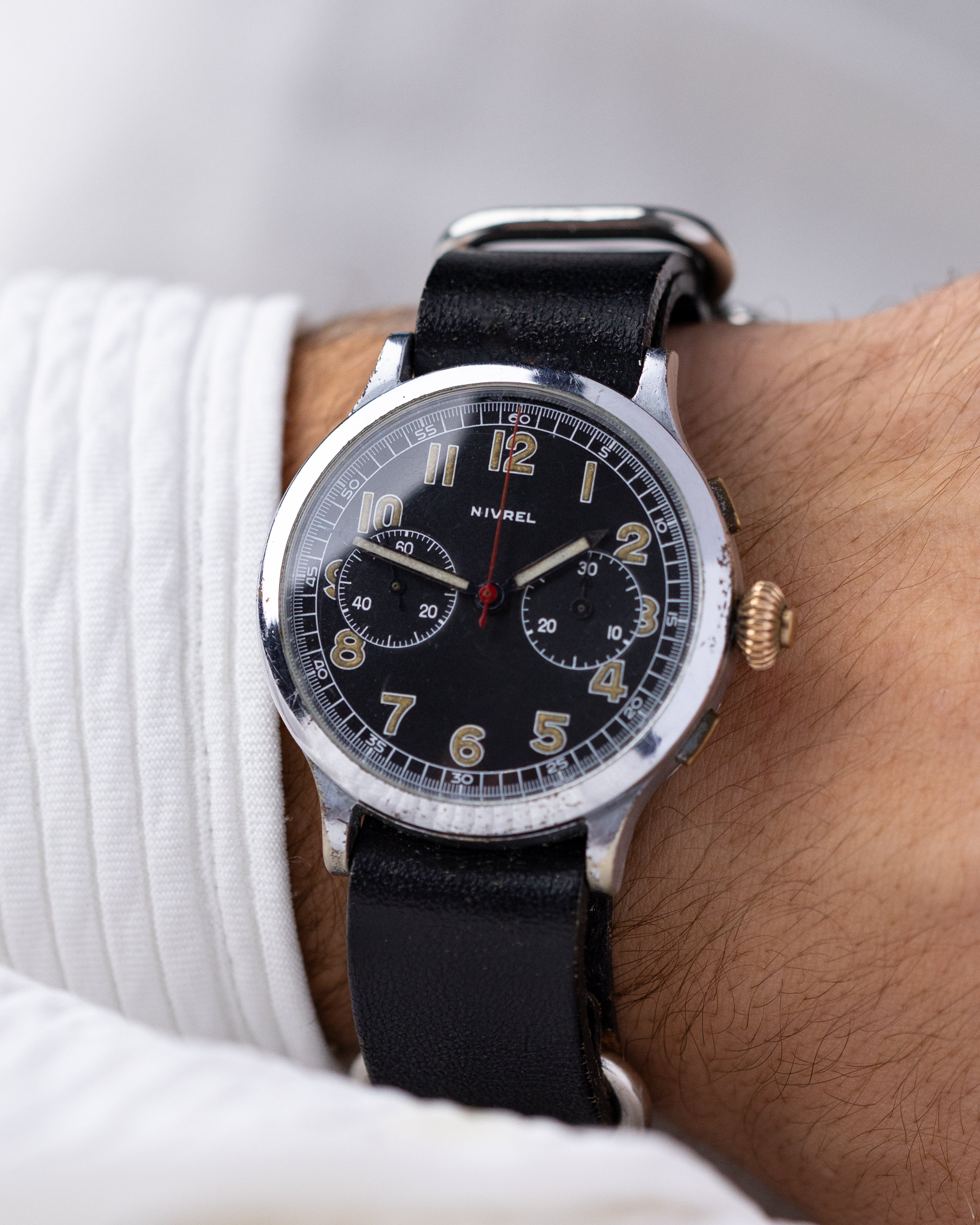 Vintage Nivrel Landeron 47, Original German Military Chronograph