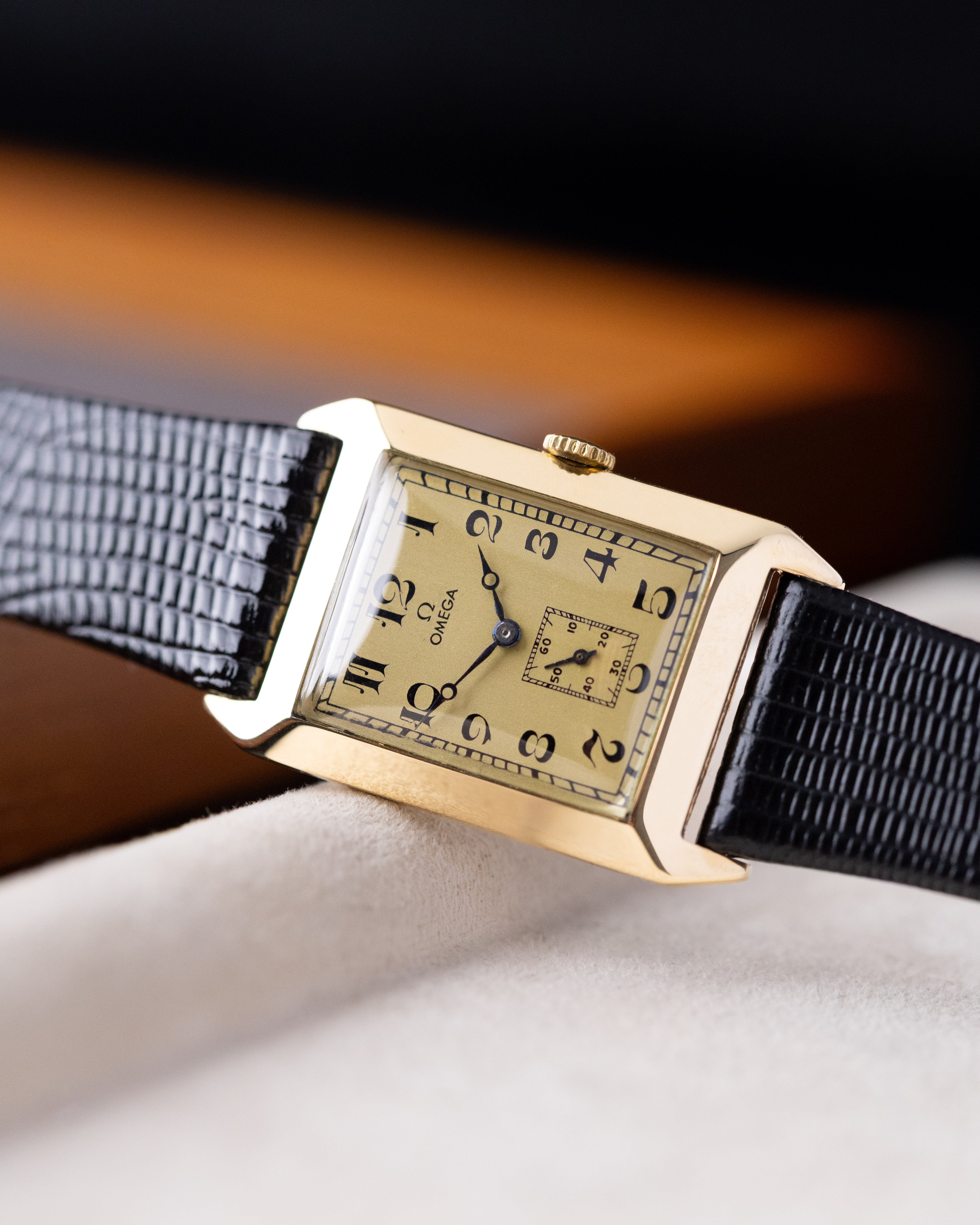 Vintage Omega Art Deco Tank, Solid Gold Case, Arabic Numerals, Sub - Seconds, Calibre 19.4S, Swiss Manual Wind, Circa 1924 - DuMarko