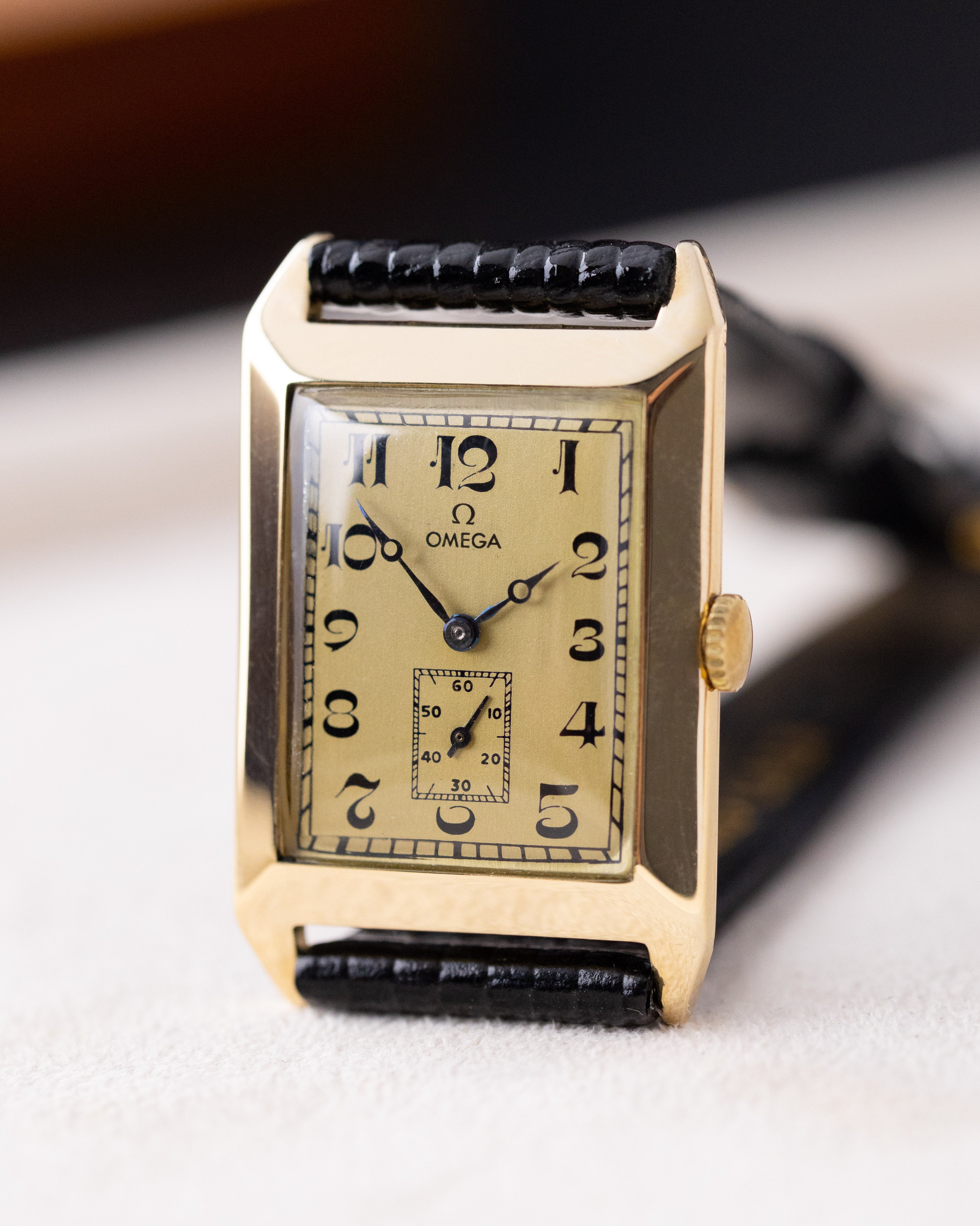 Vintage Omega Art Deco Tank, Solid Gold Case, Arabic Numerals, Sub - Seconds, Calibre 19.4S, Swiss Manual Wind, Circa 1924 - DuMarko