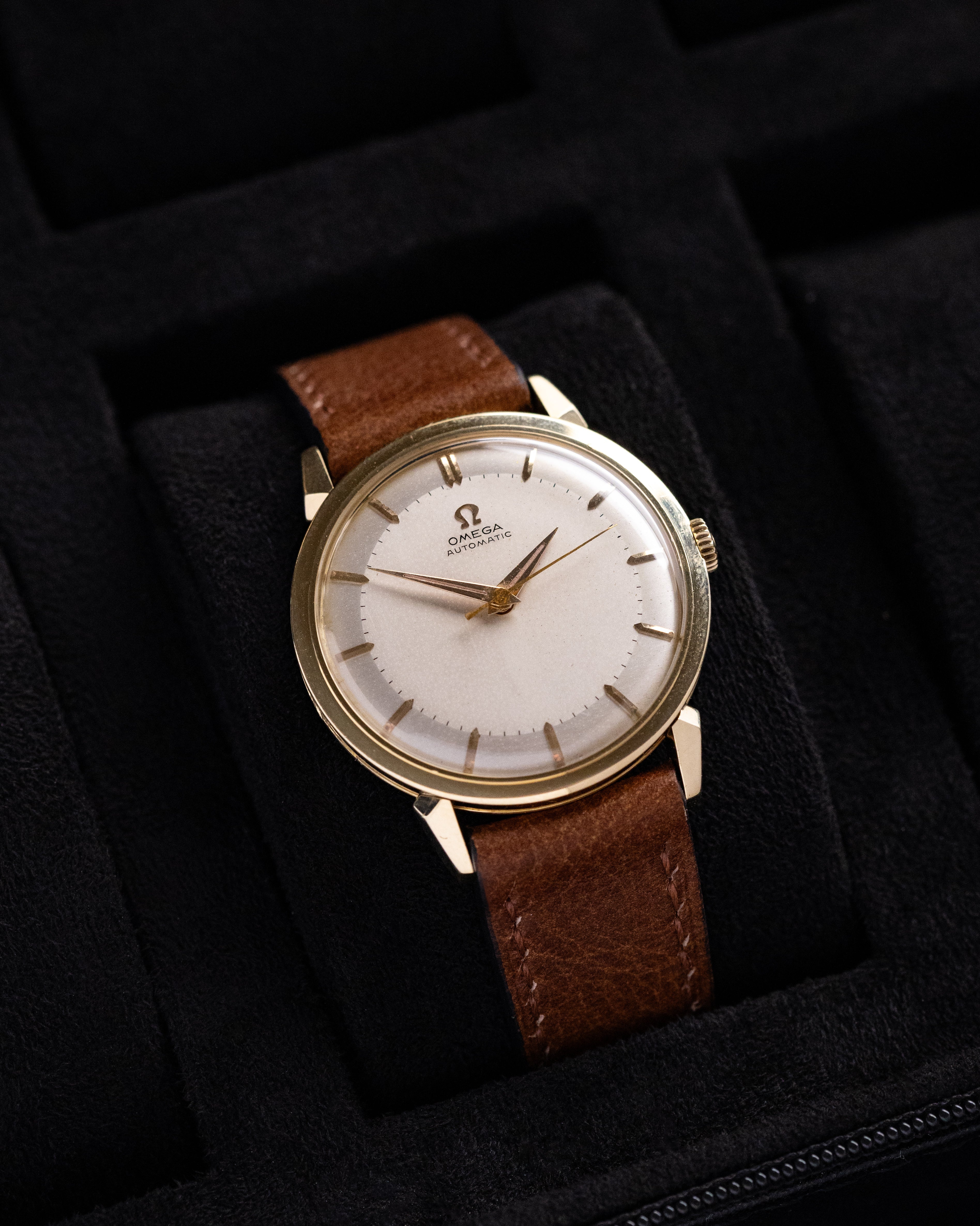 Vintage Omega Automatic Swiss Watch, Ref. 2841/2868 SC, 14K Solid Gold, Crab Lugs Two - Tone Dial from 1956 - DuMarko
