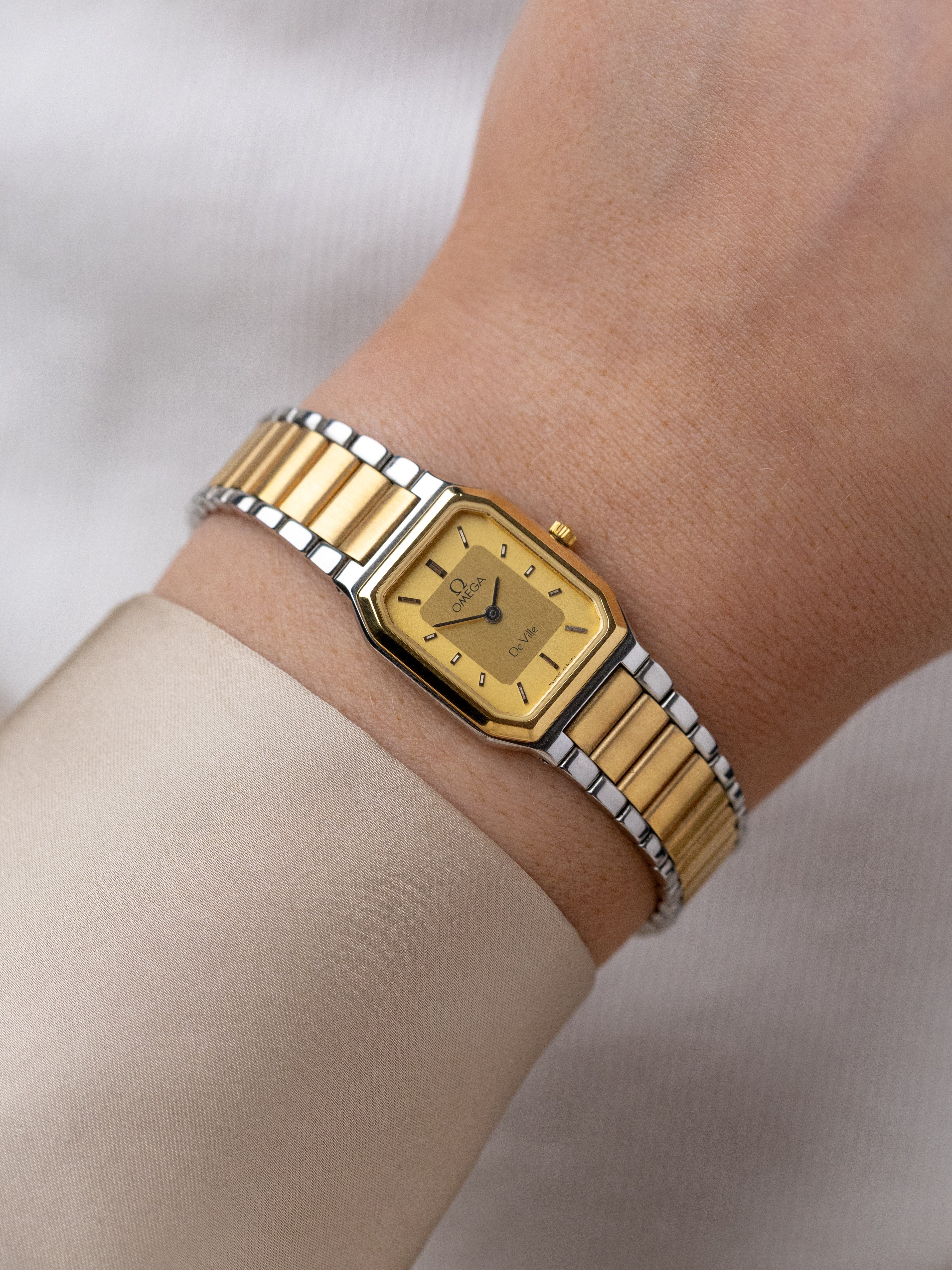 Vintage Omega De Ville Ladies Tank, NOS, Two - Tone Dial, Swiss Watch with Original Bracelet from 1980's - DuMarko