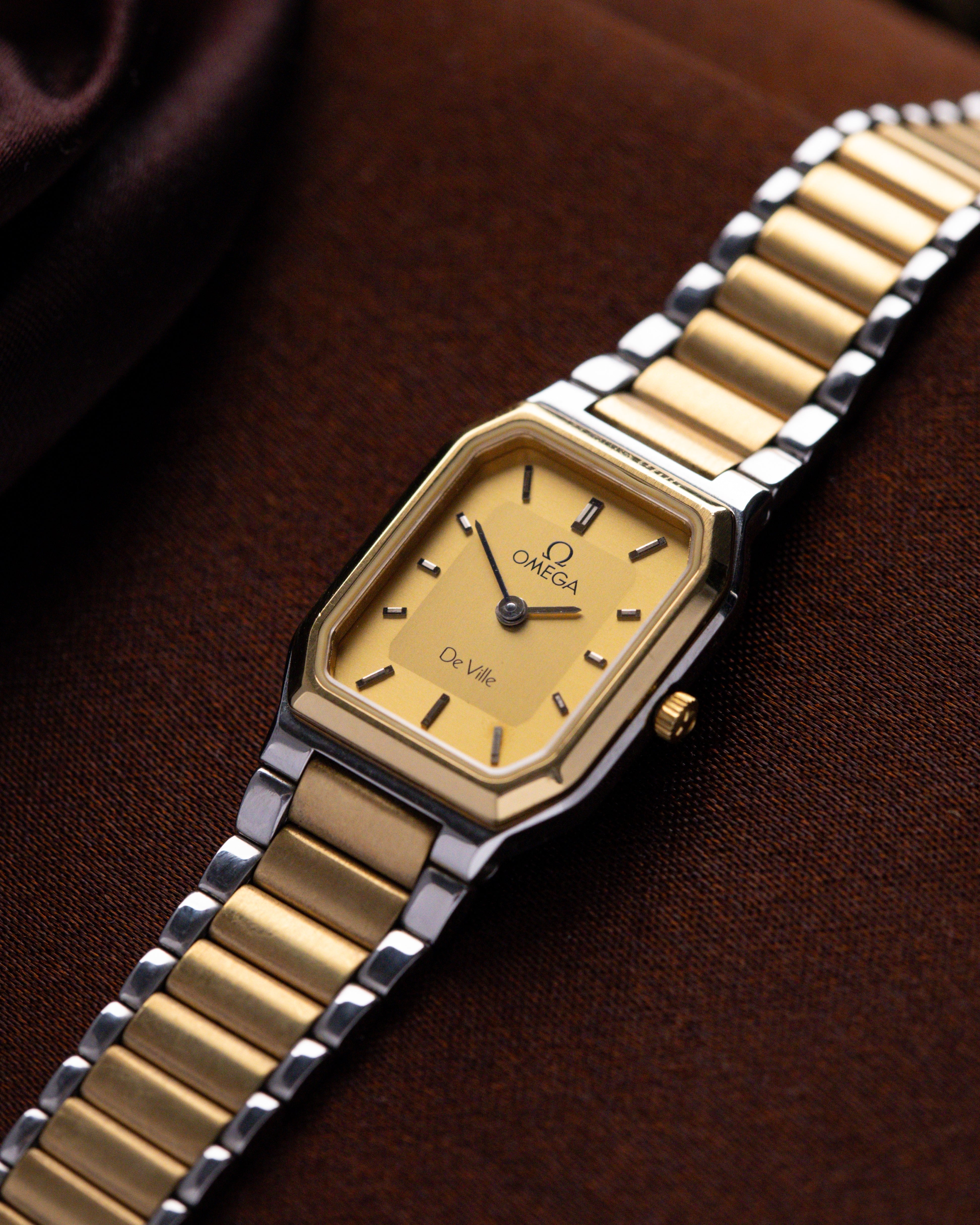 Vintage Omega De Ville Ladies Tank, NOS, Two - Tone Dial, Swiss Watch with Original Bracelet from 1980's - DuMarko