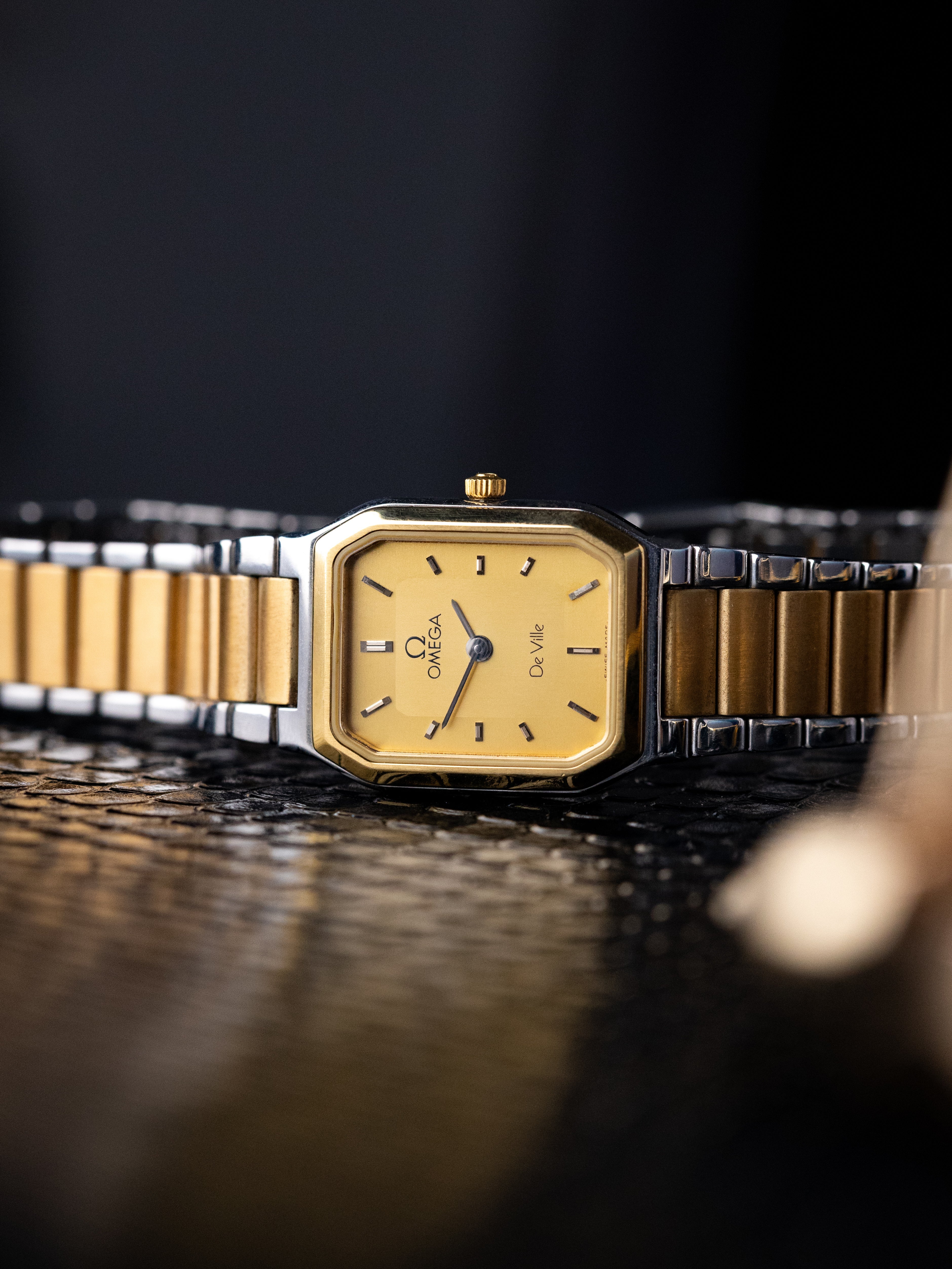 Vintage Omega De Ville Ladies Tank, NOS, Two - Tone Dial, Swiss Watch with Original Bracelet from 1980's - DuMarko