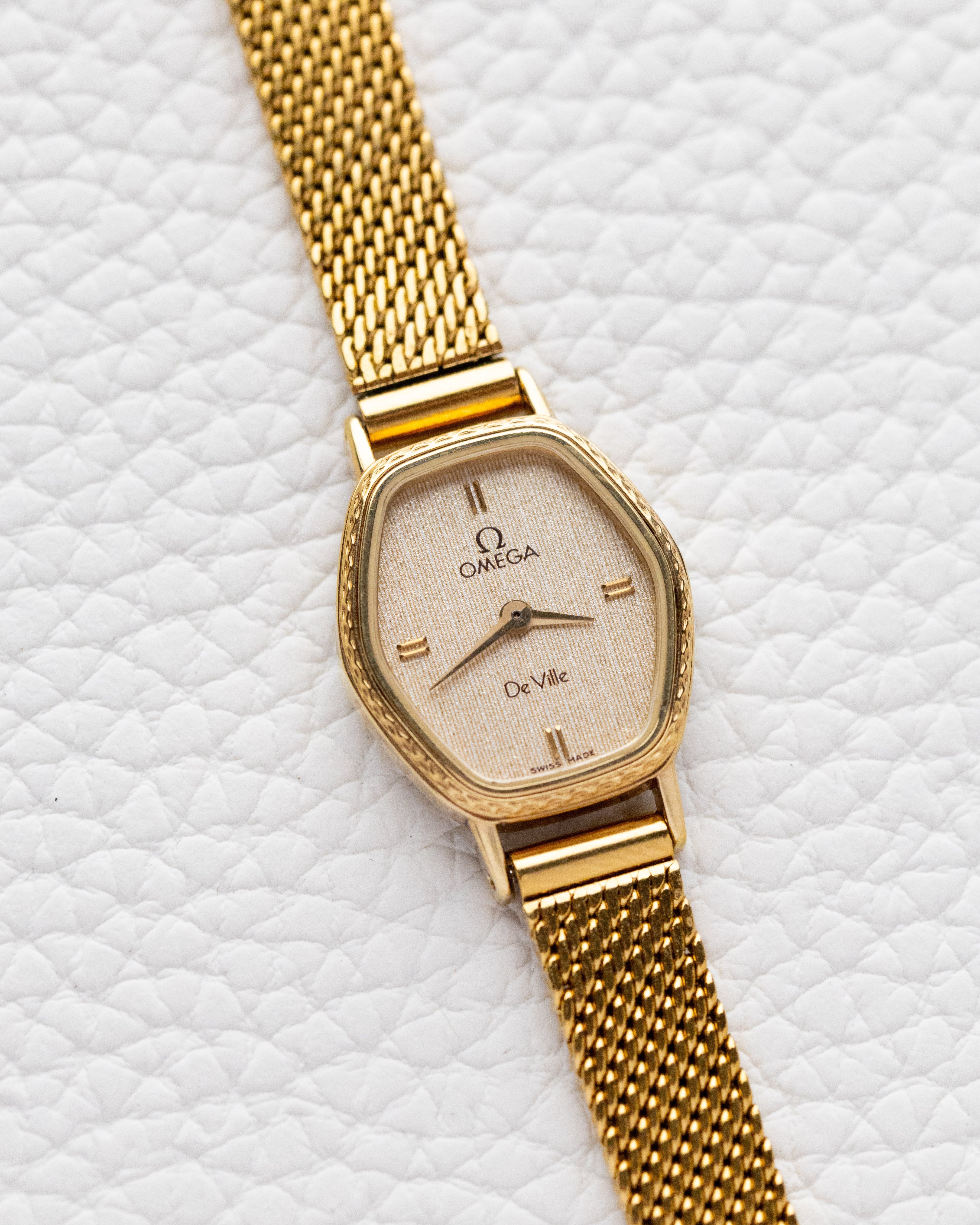 Vintage Omega De Ville Ladies Watch, NOS, Quartz Cal. 1367, Champagne Dial, Gold - Plated from 1984 - DuMarko