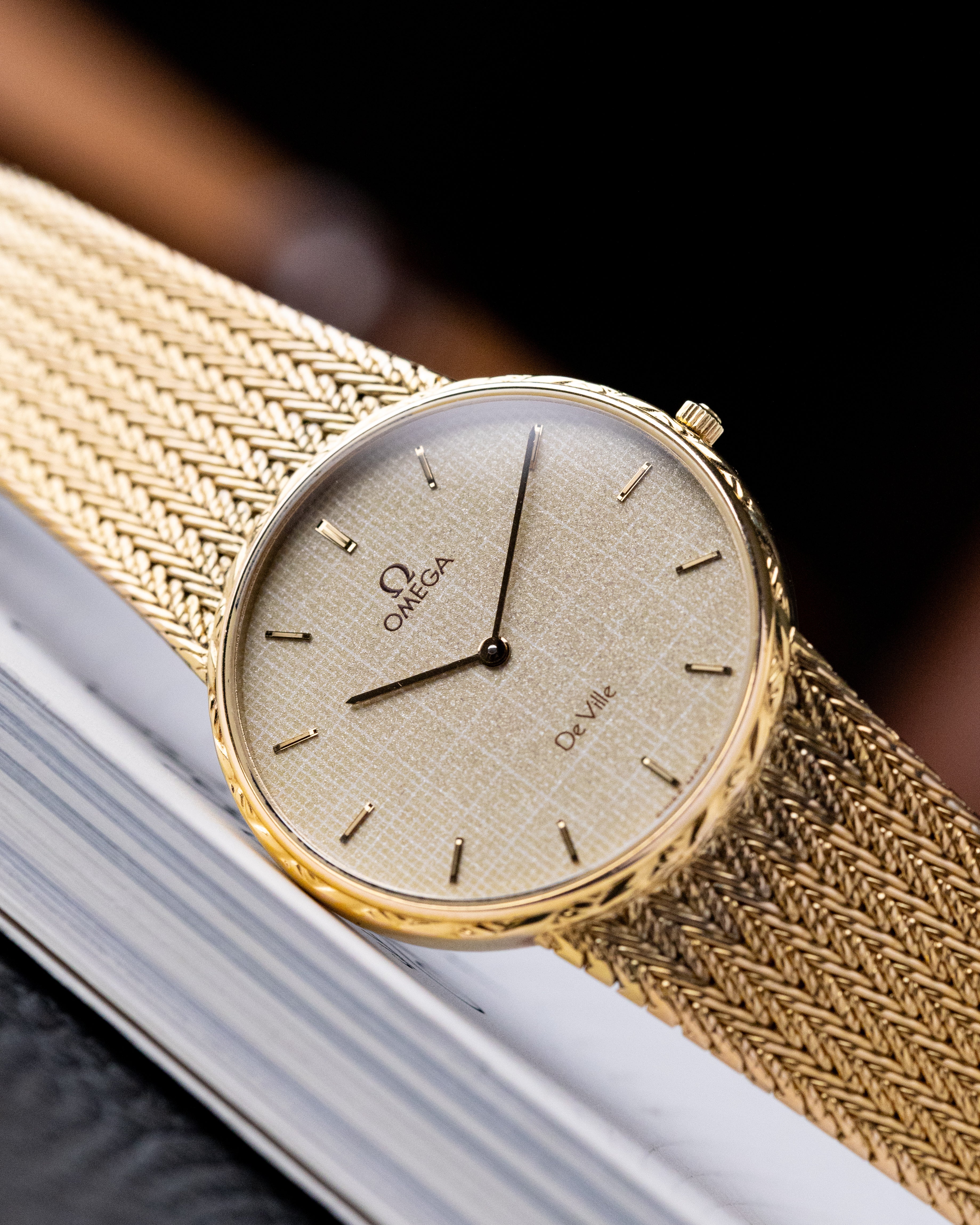 Vintage Omega De Ville Swiss Watch, Champagne crosshatched dial, Quartz Watch from 1980's - DuMarko