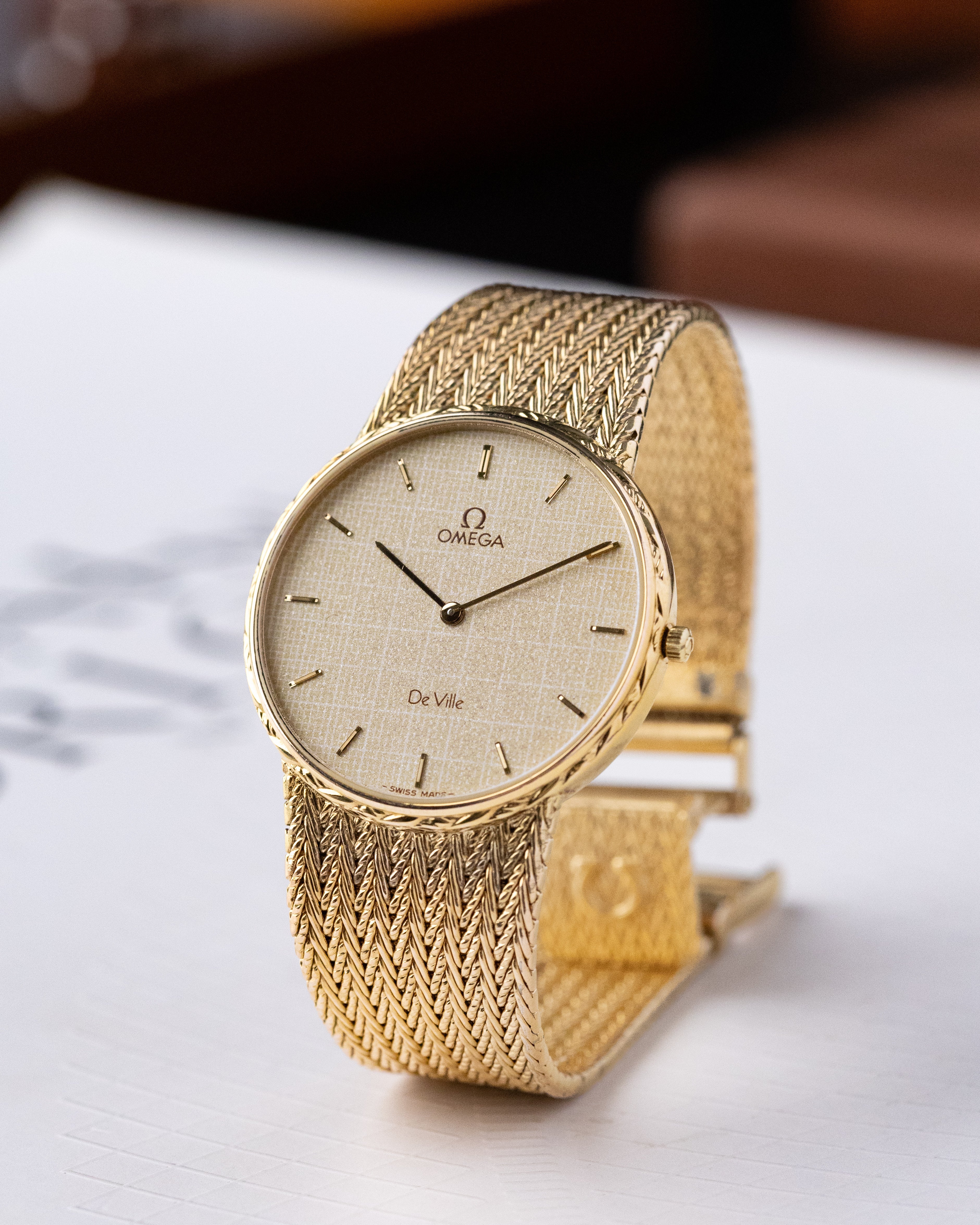 Vintage Omega De Ville Swiss Watch, Champagne crosshatched dial, Quartz Watch from 1980's - DuMarko