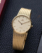 Vintage Omega De Ville Swiss Watch, Champagne crosshatched dial, Quartz Watch from 1980's - DuMarko