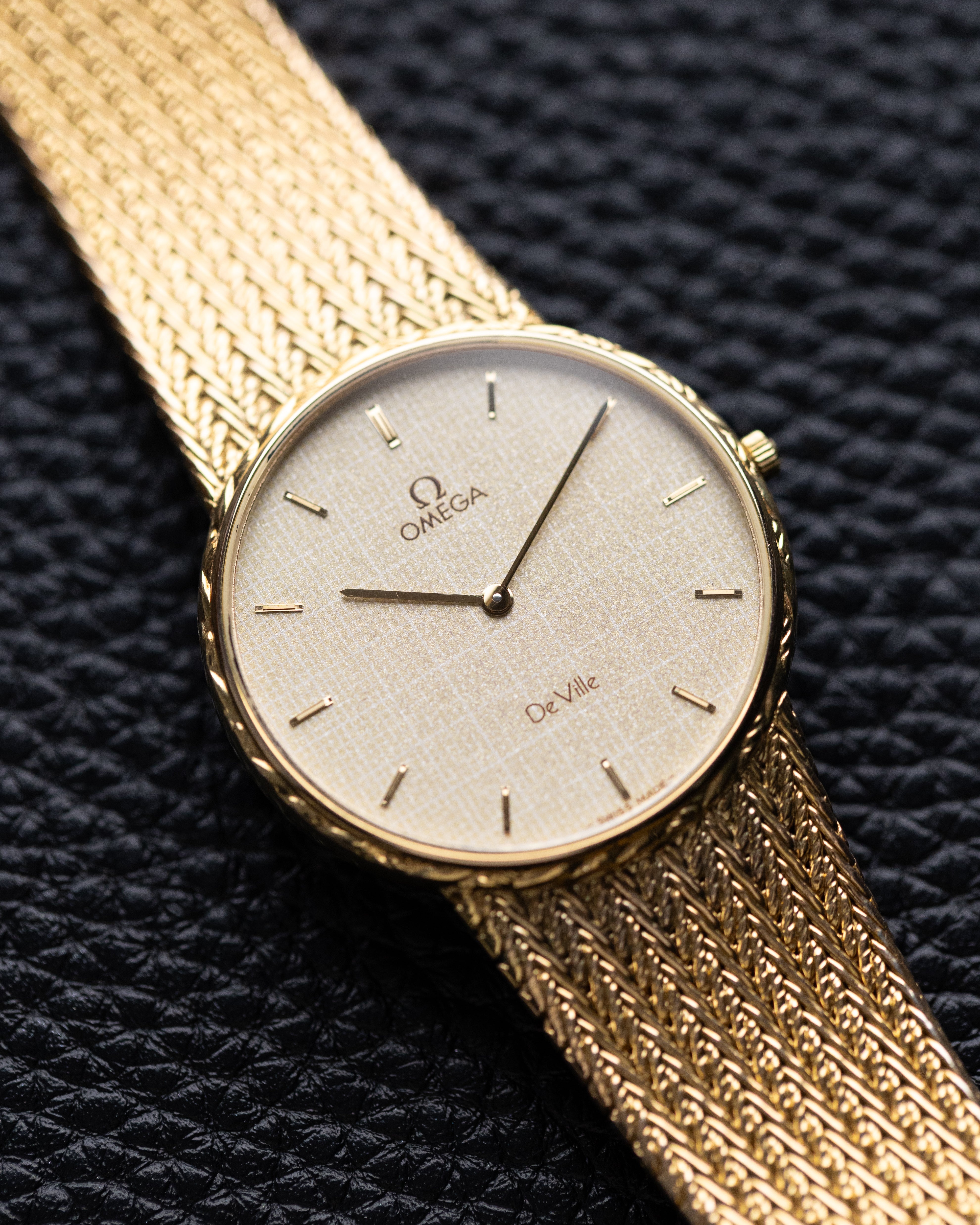 Vintage Omega De Ville Swiss Watch, Champagne crosshatched dial, Quartz Watch from 1980's - DuMarko