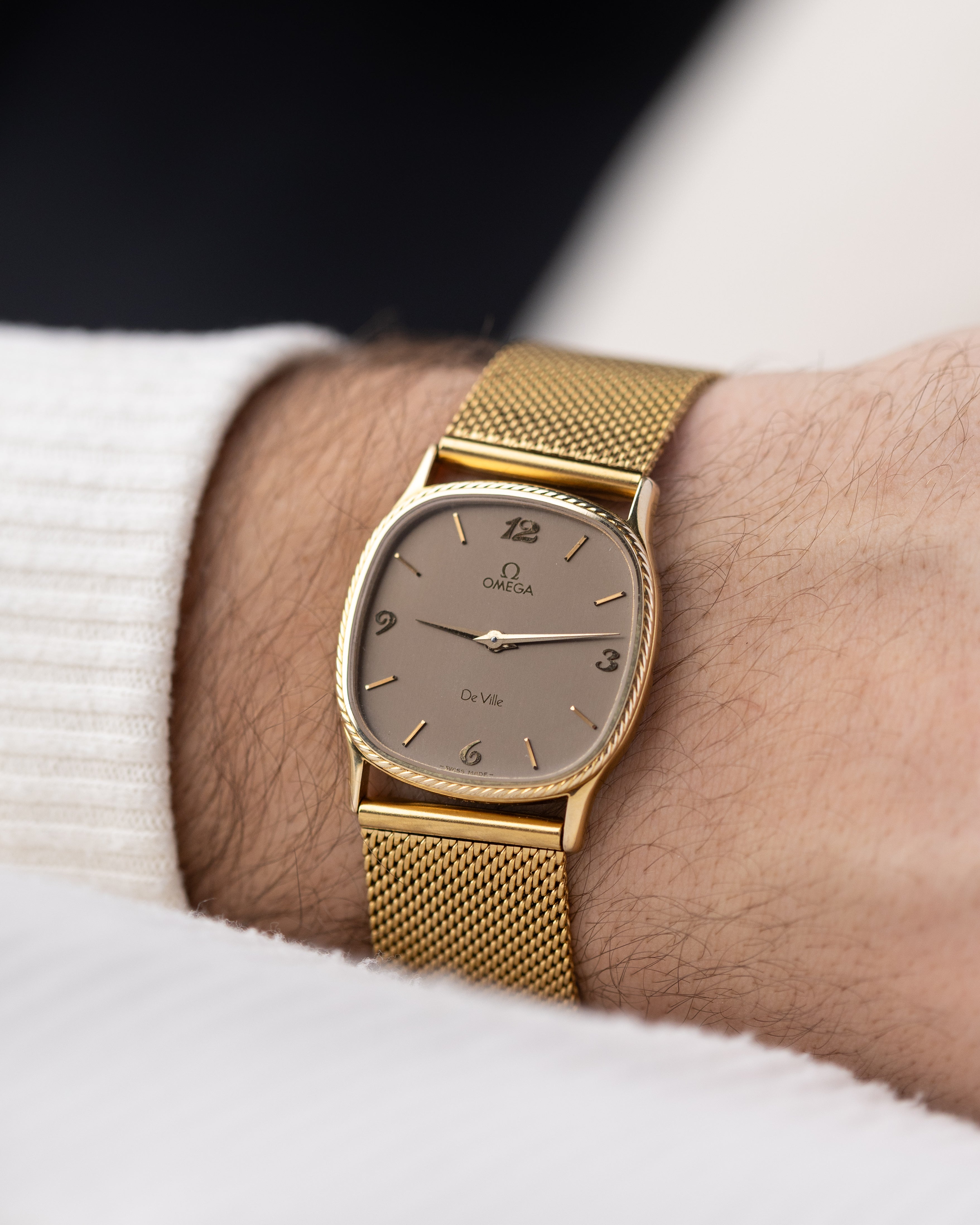 Vintage Omega De Ville Swiss Watch, Rope Bezel, Gilt Breguet Numerals from 1980's - DuMarko