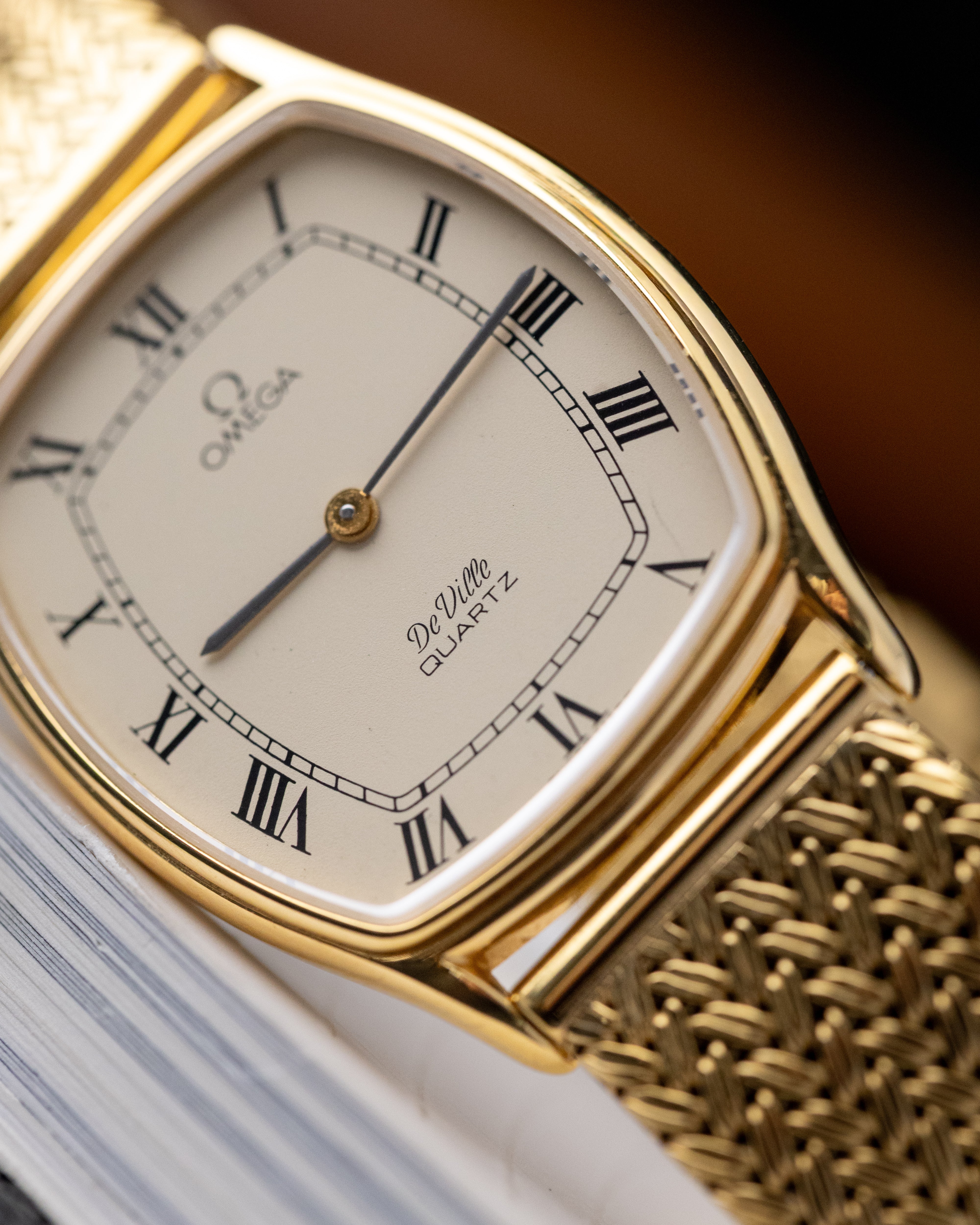 Vintage Omega De Ville Tank, Cream dial with roman Numerals, Tonneau Case from 1970's - DuMarko