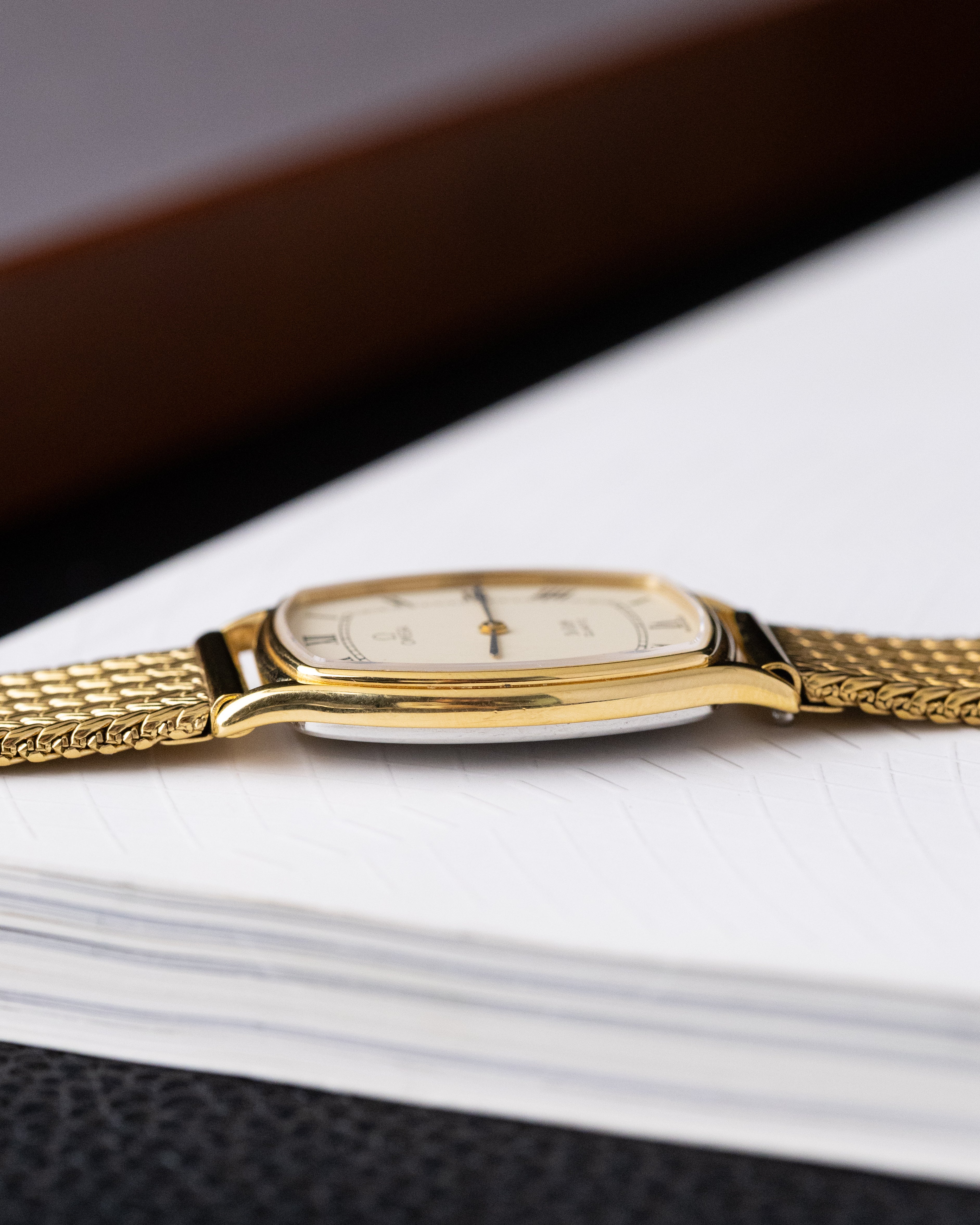 Vintage Omega De Ville Tank, Cream dial with roman Numerals, Tonneau Case from 1970's - DuMarko