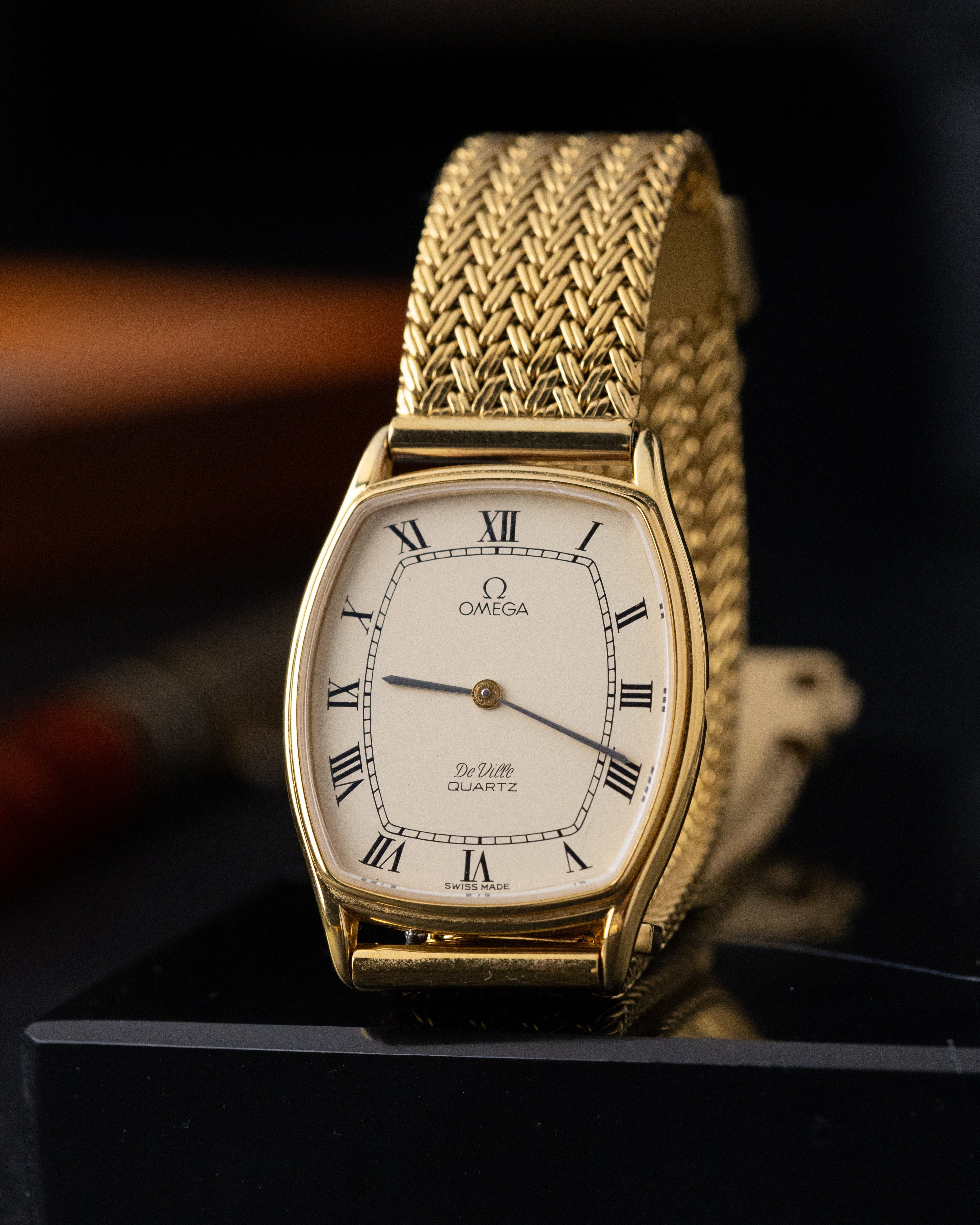 Vintage Omega De Ville Tank, Cream dial with roman Numerals, Tonneau Case from 1970's - DuMarko