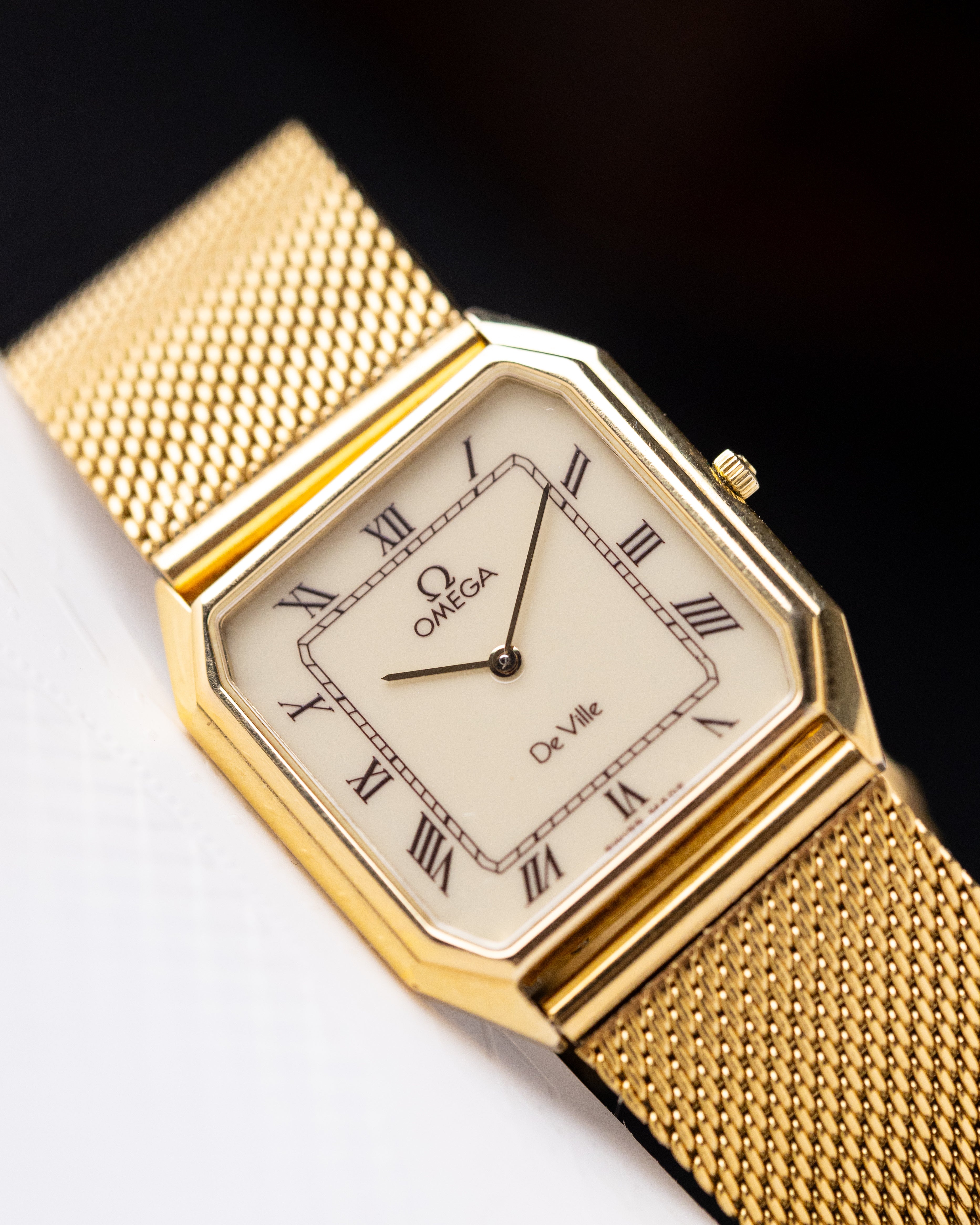 Vintage Omega De Ville Tank, Rare Burgundy Roman Numerals, Swiss Watch from 1983 - DuMarko