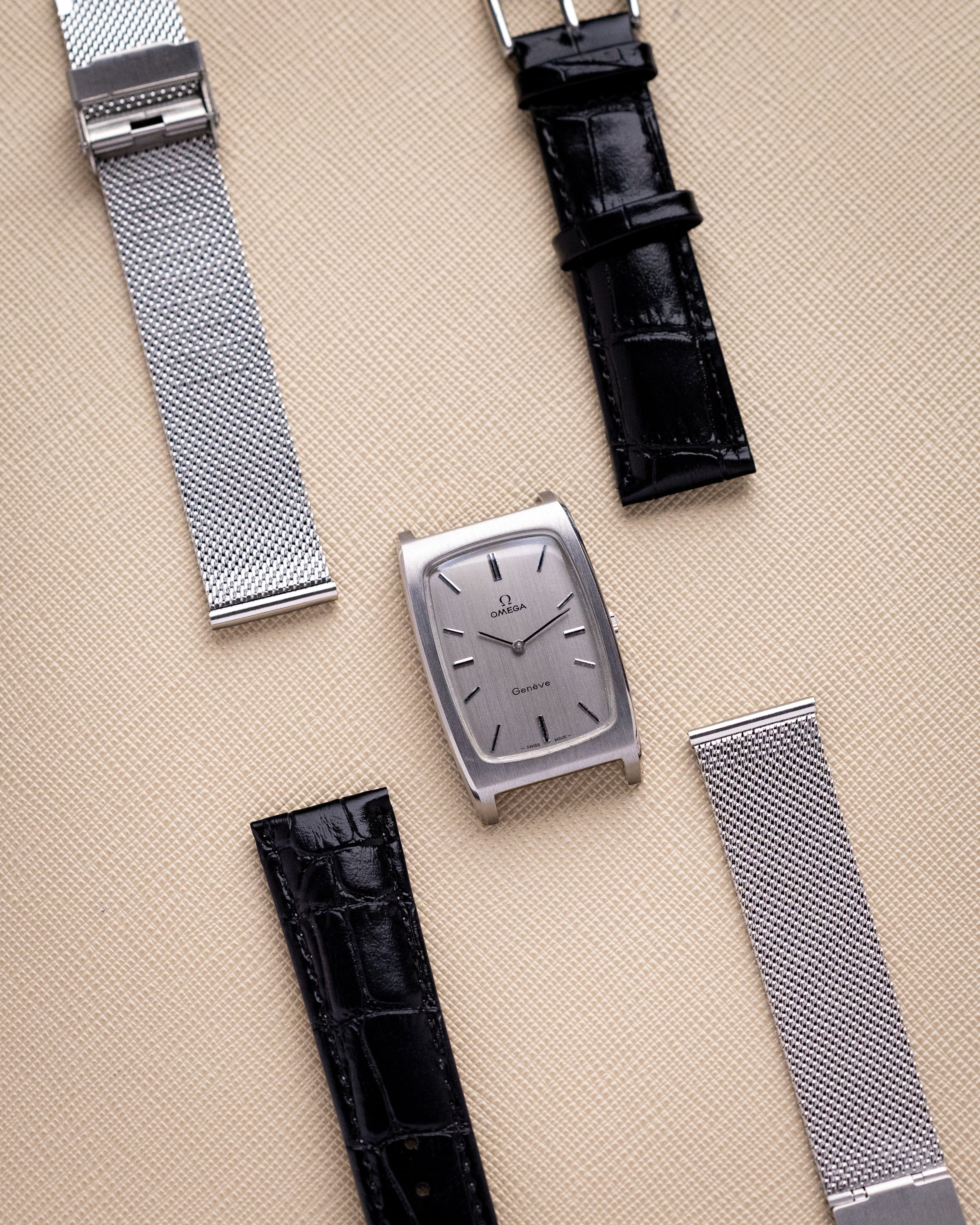 Vintage Omega Genève Oversized Tonneau Tank, Ref. 111.0110, Silver Dial from 1971 - DuMarko