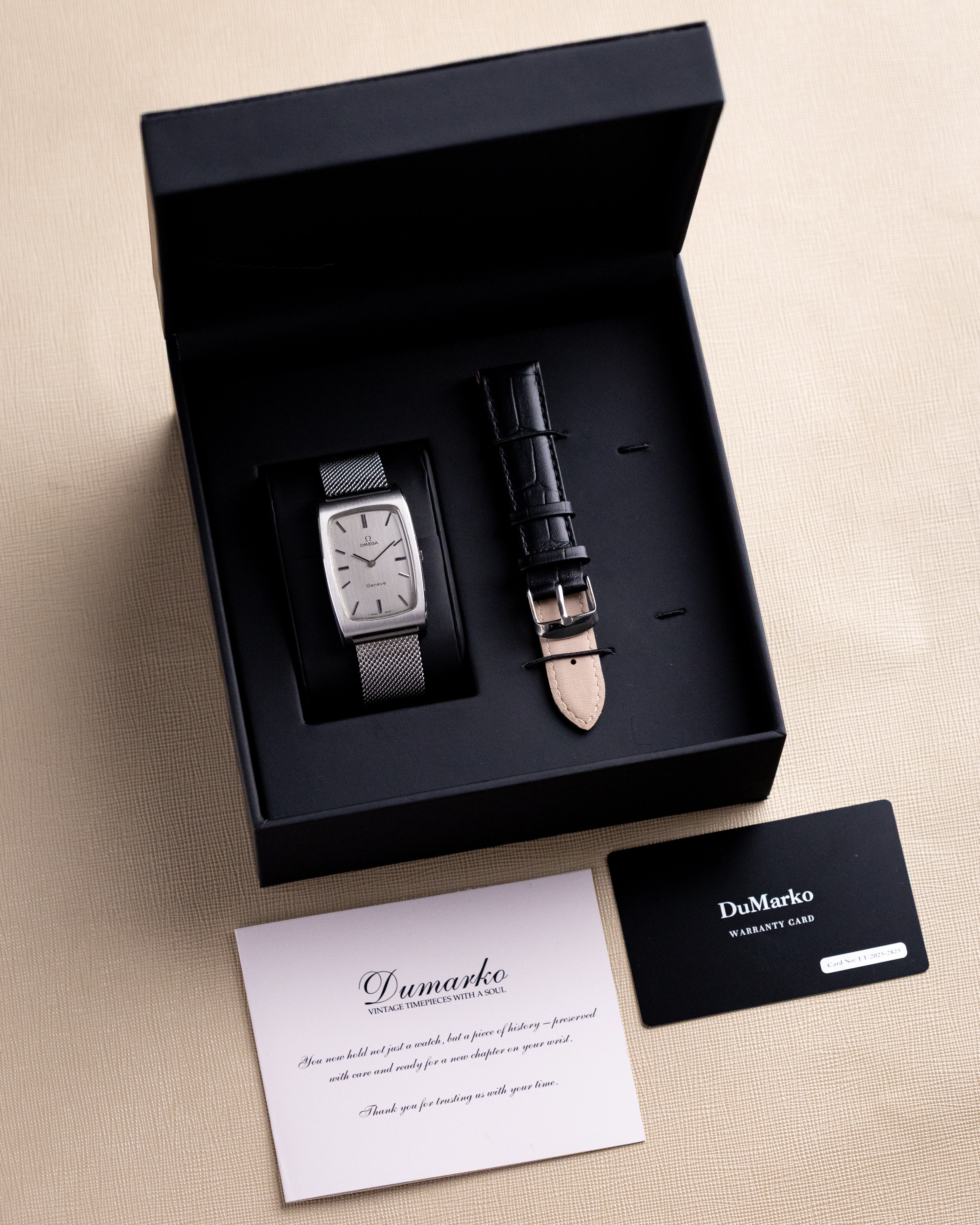 Vintage Omega Genève Oversized Tonneau Tank, Ref. 111.0110, Silver Dial from 1971 - DuMarko