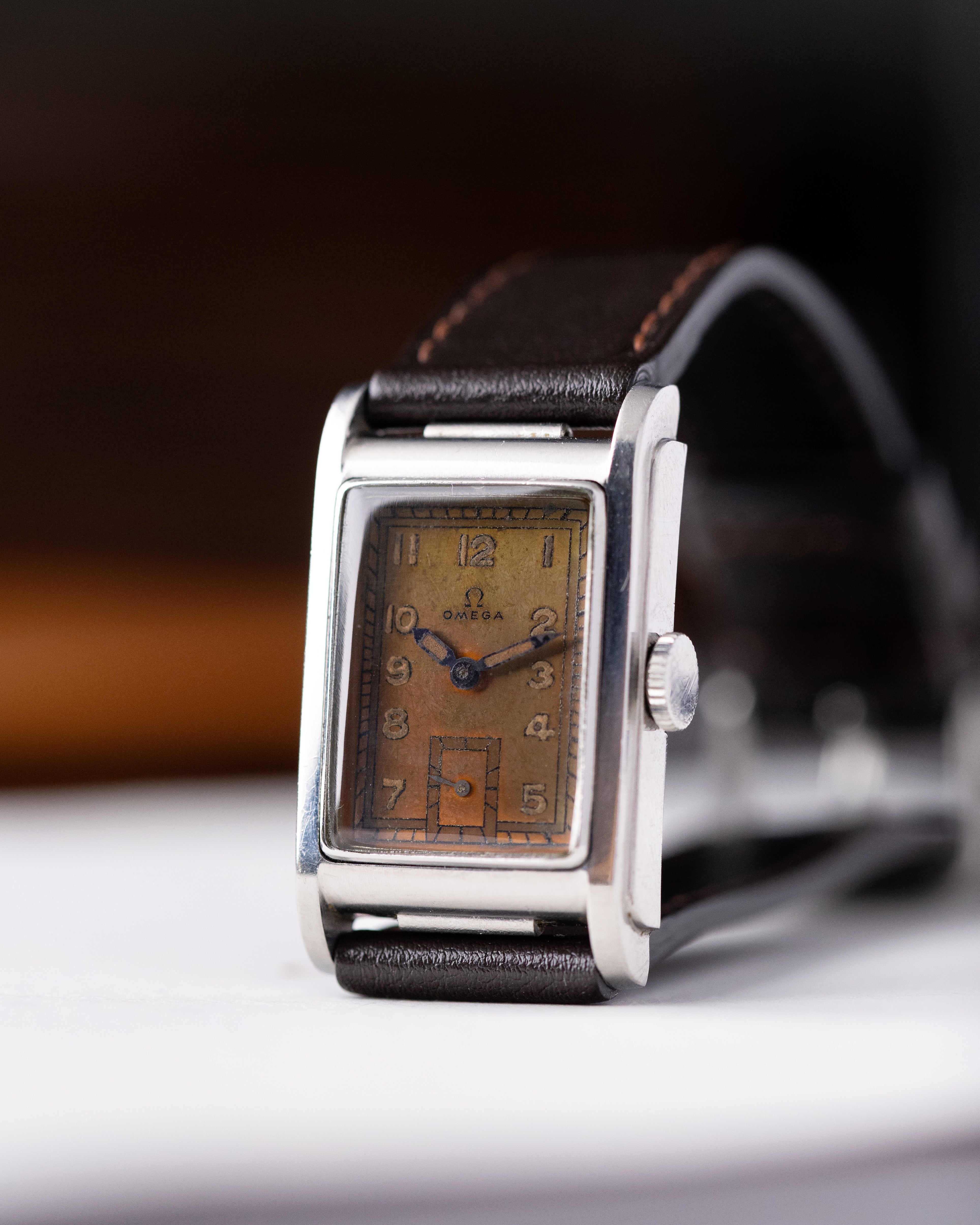 Vintage Omega Marine Standard CK 3635 Swiss Watch, Cal. T17 Movement, Bronze Patina Dial from 1939 - DuMarko