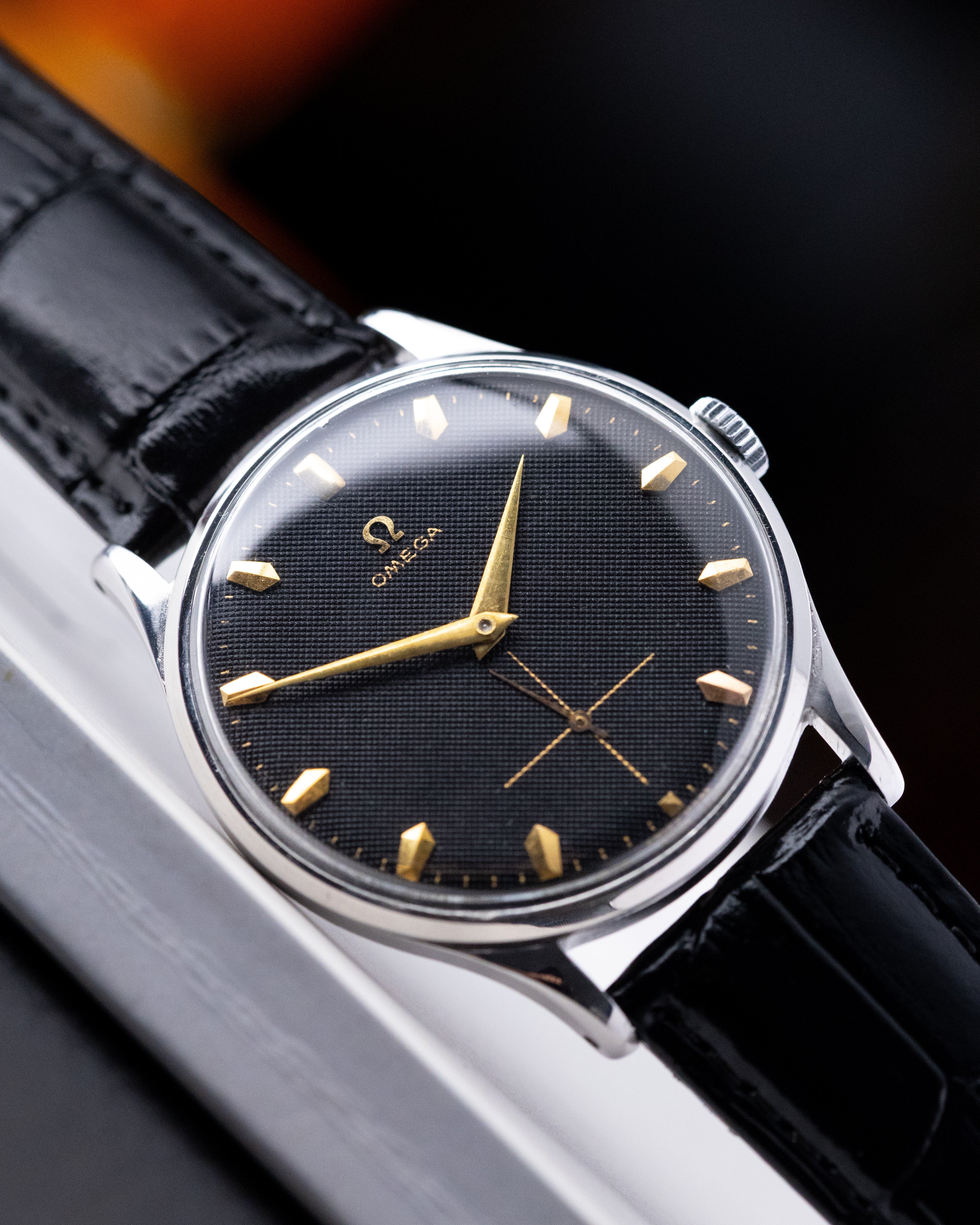 Vintage Omega Oversized Case, Honeycomb Black Dial, Cal. 266 from 1954 - DuMarko