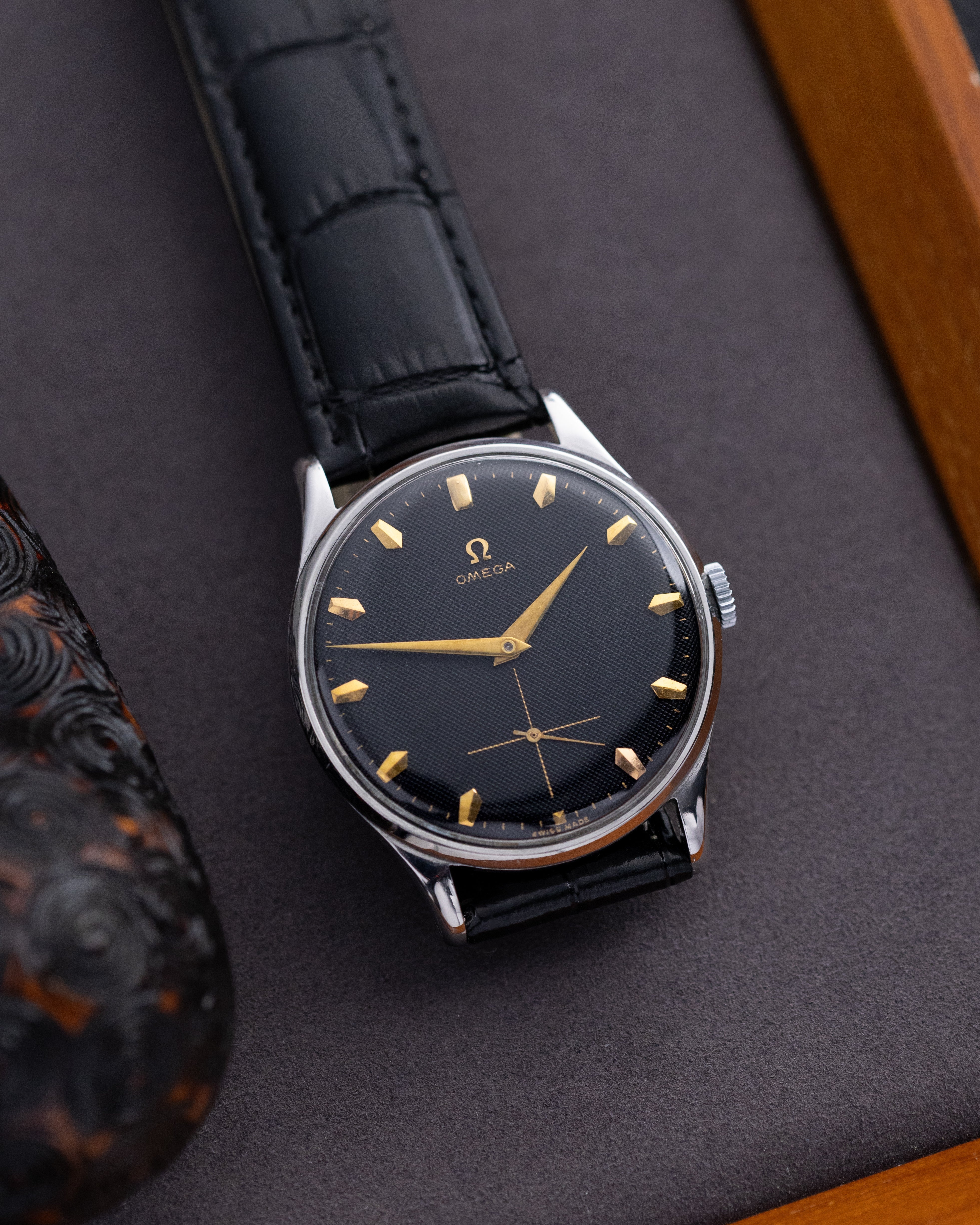 Vintage Omega Oversized Case, Honeycomb Black Dial, Cal. 266 from 1954 - DuMarko