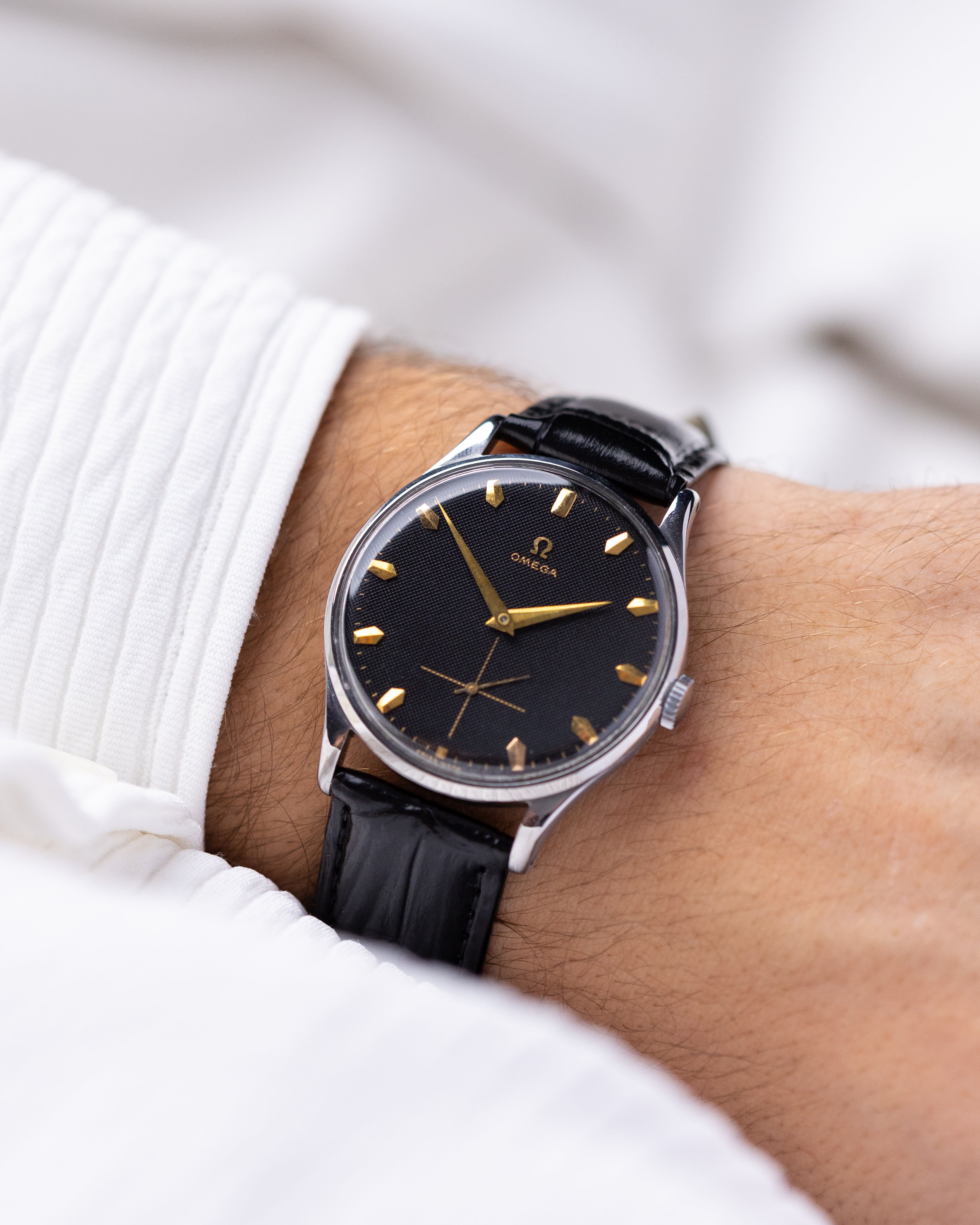 Vintage Omega Oversized Case, Honeycomb Black Dial, Cal. 266 from 1954 - DuMarko