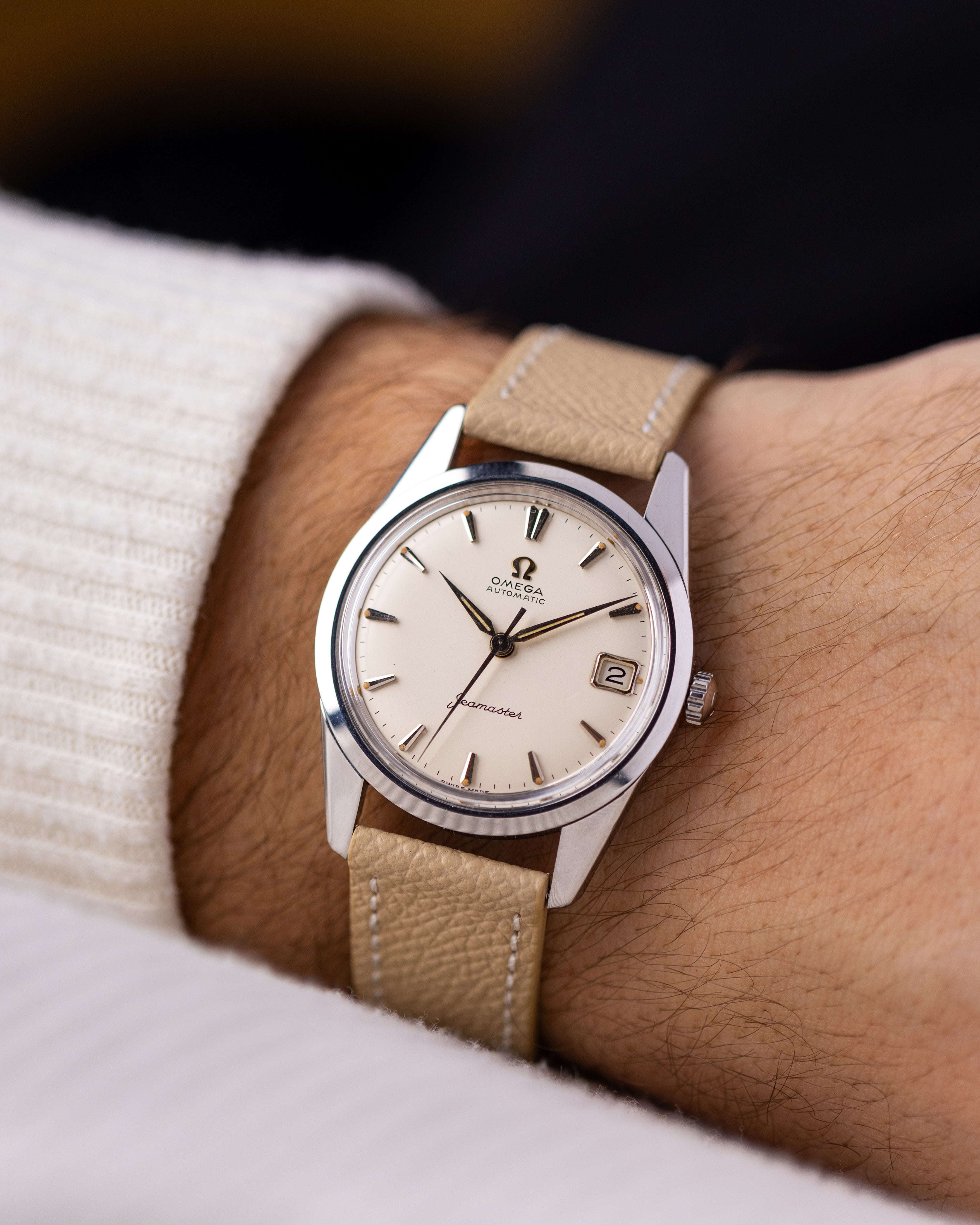Vintage Omega Seamaster Automatic Watch, Date Window Cal. 562, Cream Dial from 1960 - DuMarko