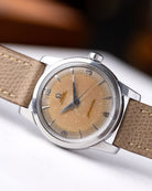 Vintage Omega Seamaster “Fat Lugs” Swiss Watch, Cal. 501, Two - Tone Salmon Patina Dial from 1956 - DuMarko
