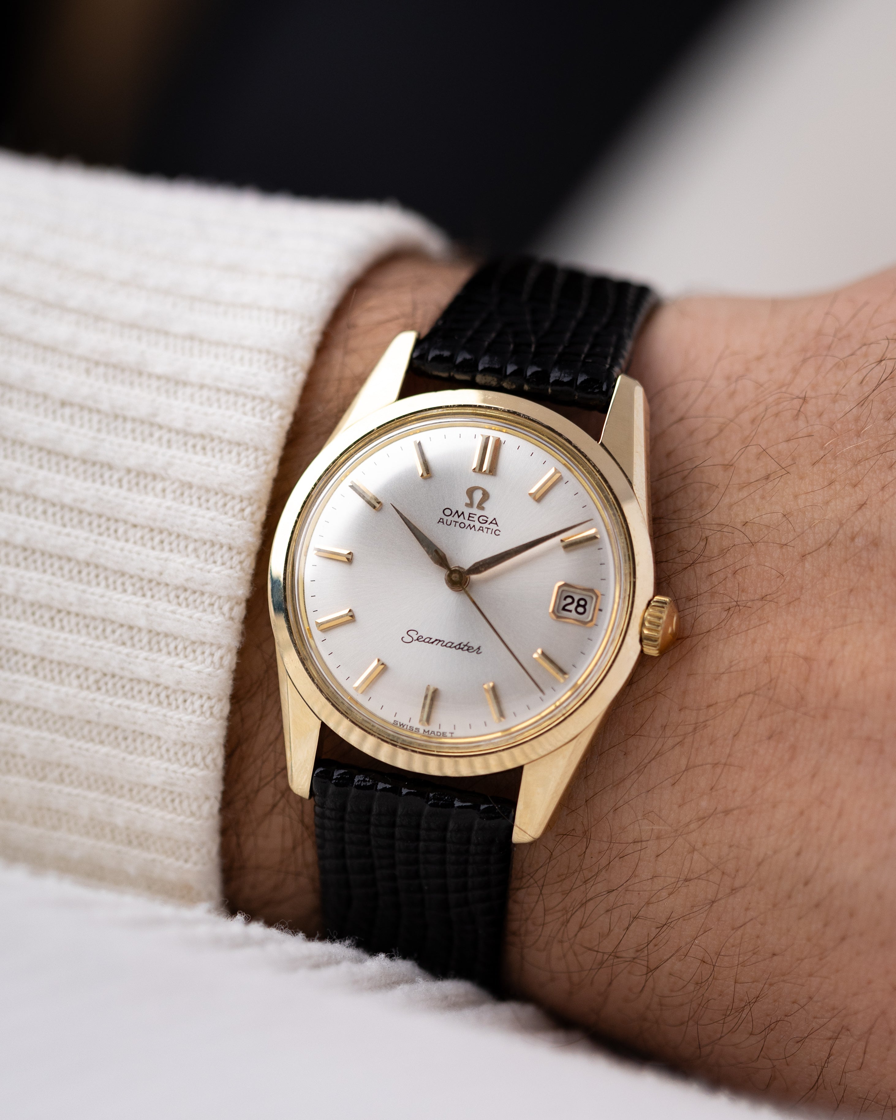 Vintage Omega Seamaster Swiss Watch, Sunburst Dial, Solid 14K Gold Case, Circa 1961 - DuMarko