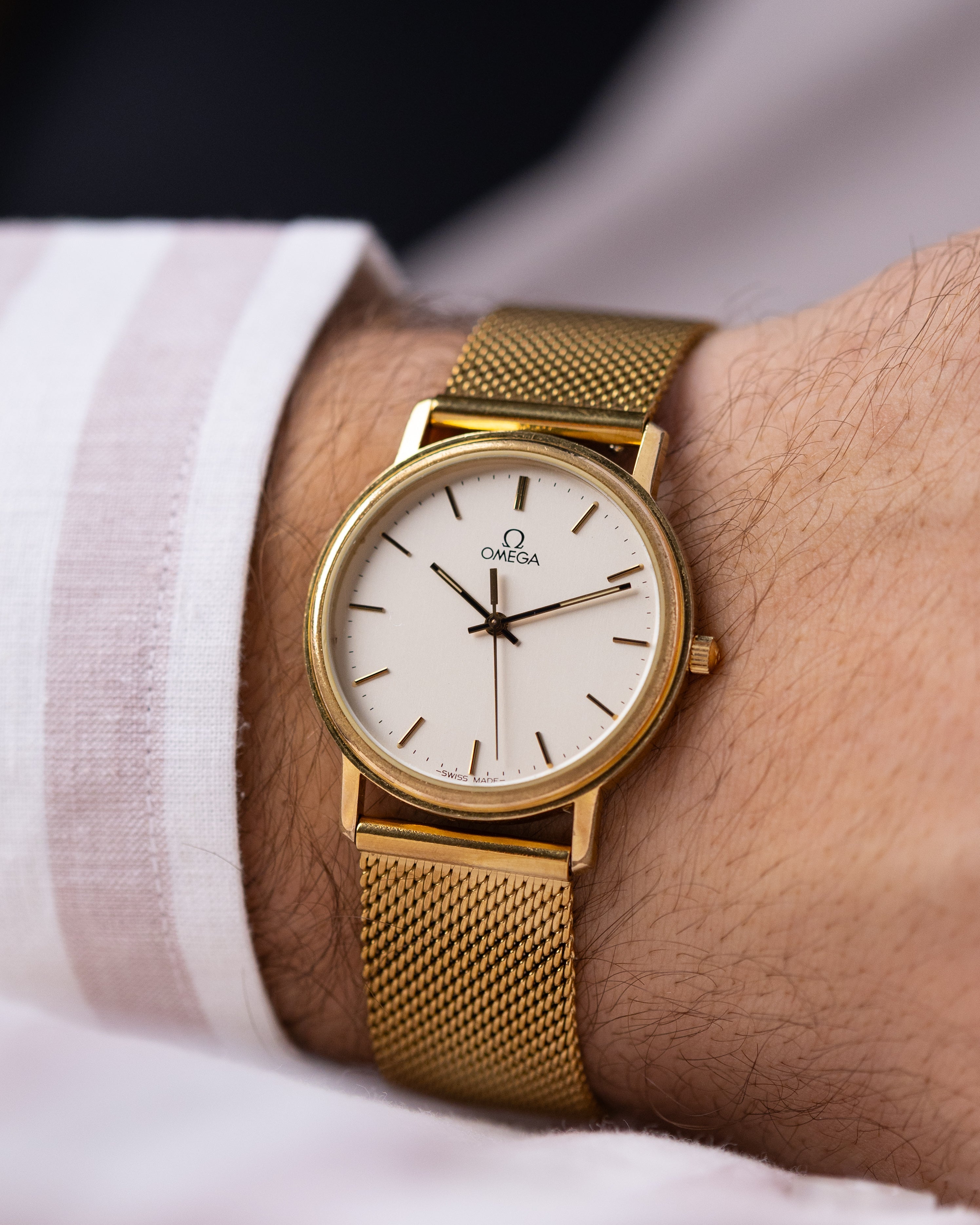 Vintage Omega Swiss Watch, Cream Dial, Quartz Cal. 1417 Ref. 195.0059 from 1982 - DuMarko