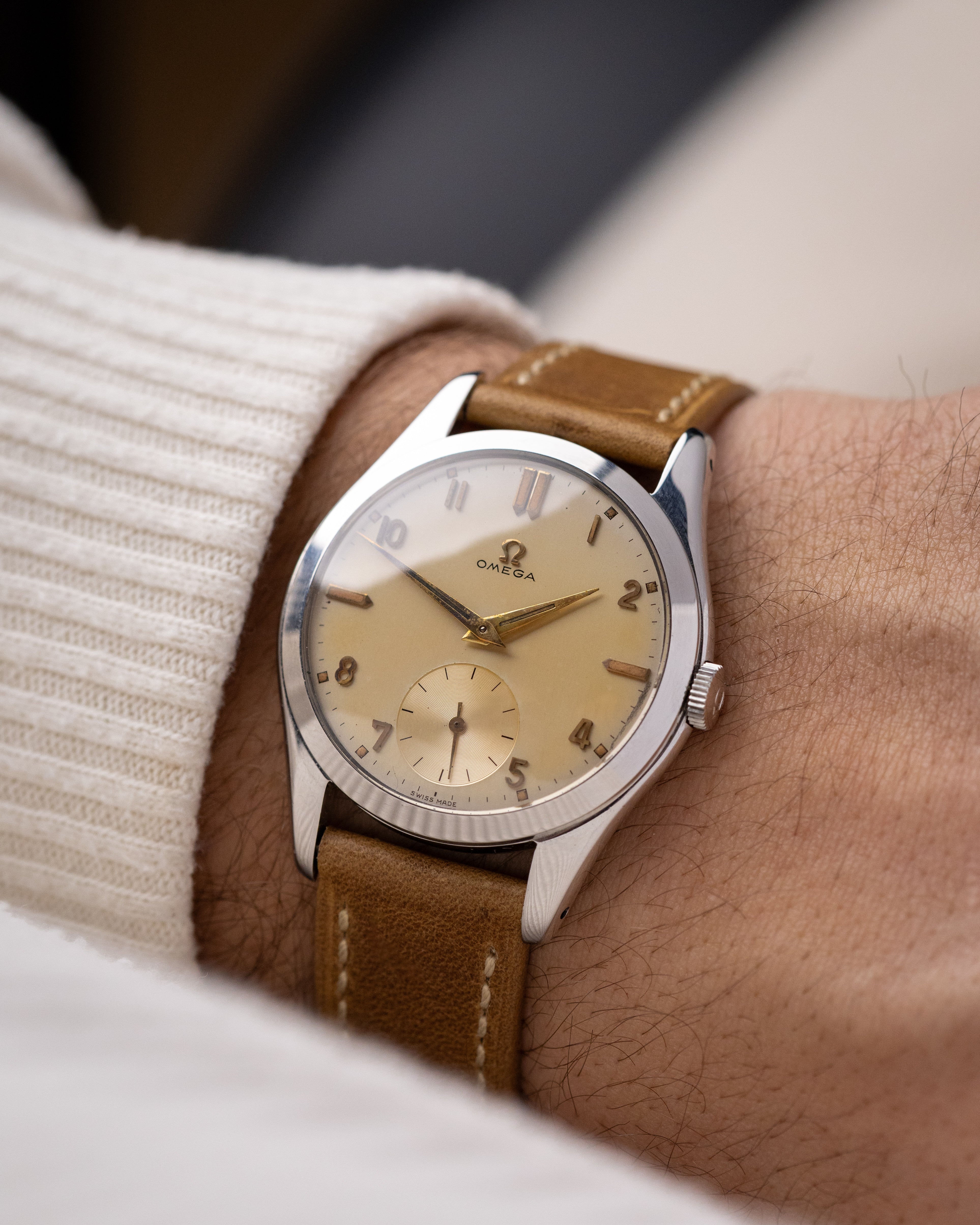 Vintage Omega Swiss Watch, Cream Dial Sub - Second, Ref. 2503 - 18, Cal. 266 from 1952 - DuMarko