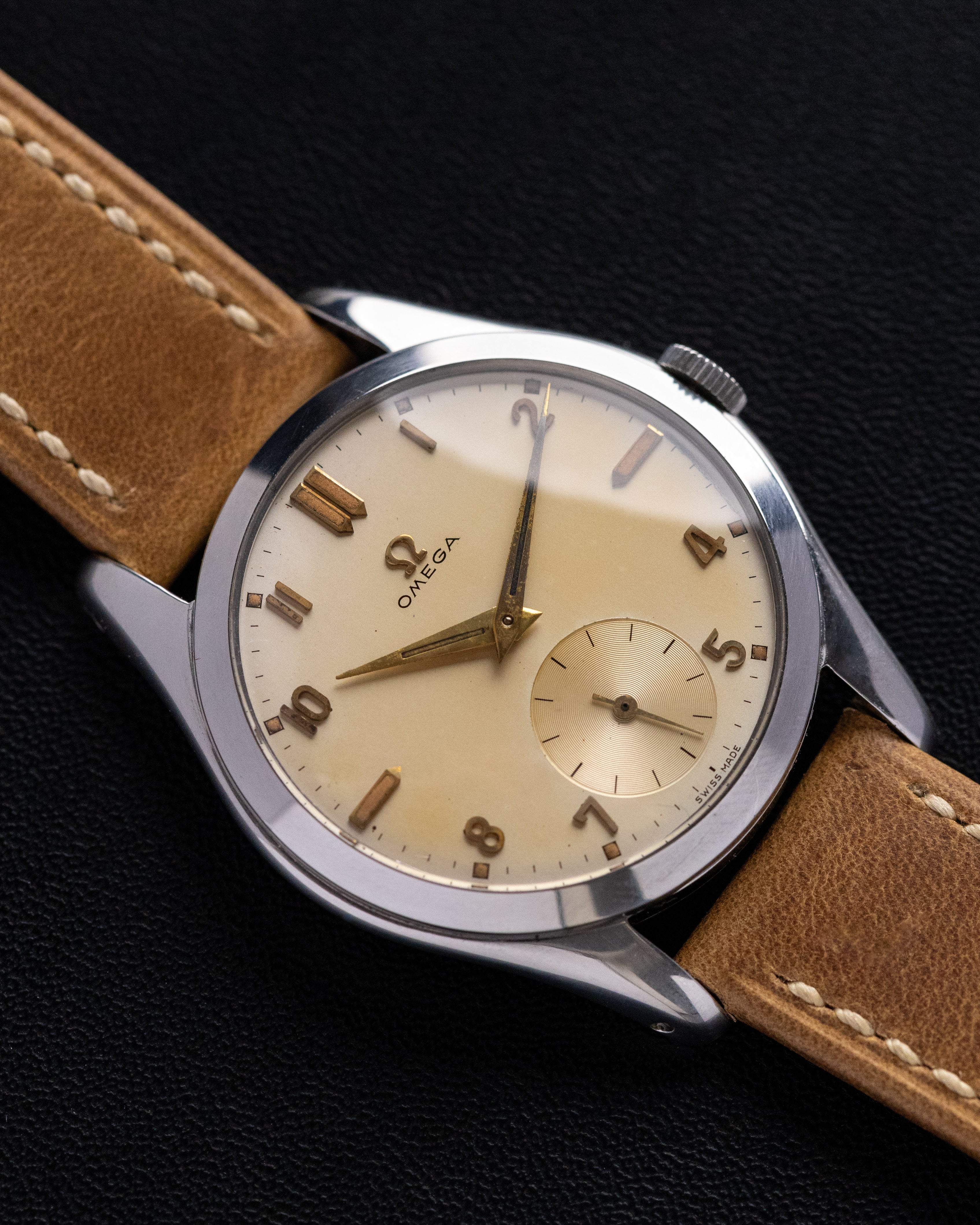 Vintage Omega Swiss Watch, Cream Dial Sub - Second, Ref. 2503 - 18, Cal. 266 from 1952 - DuMarko