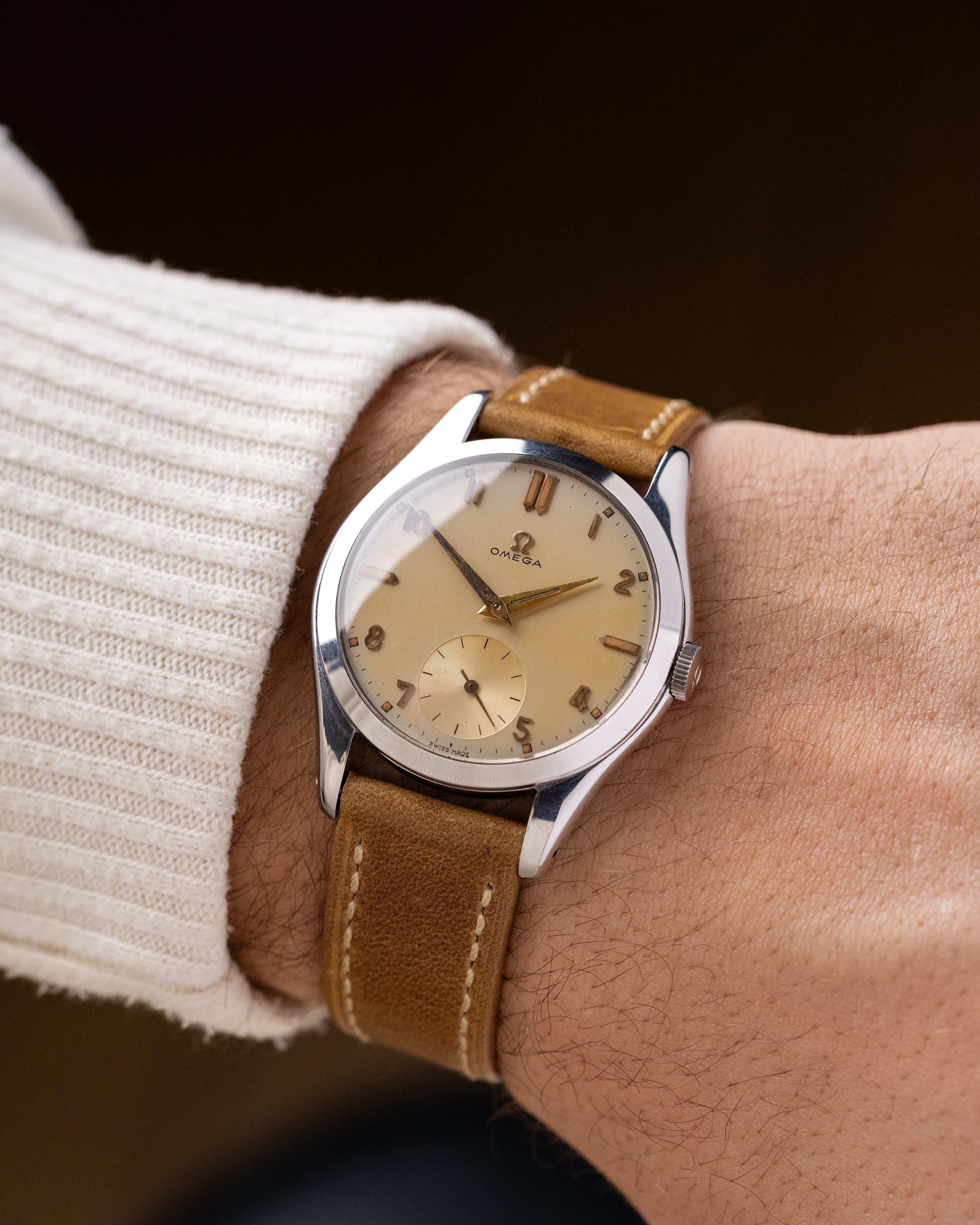 Vintage Omega Swiss Watch, Cream Dial Sub - Second, Ref. 2503 - 18, Cal. 266 from 1952 - DuMarko