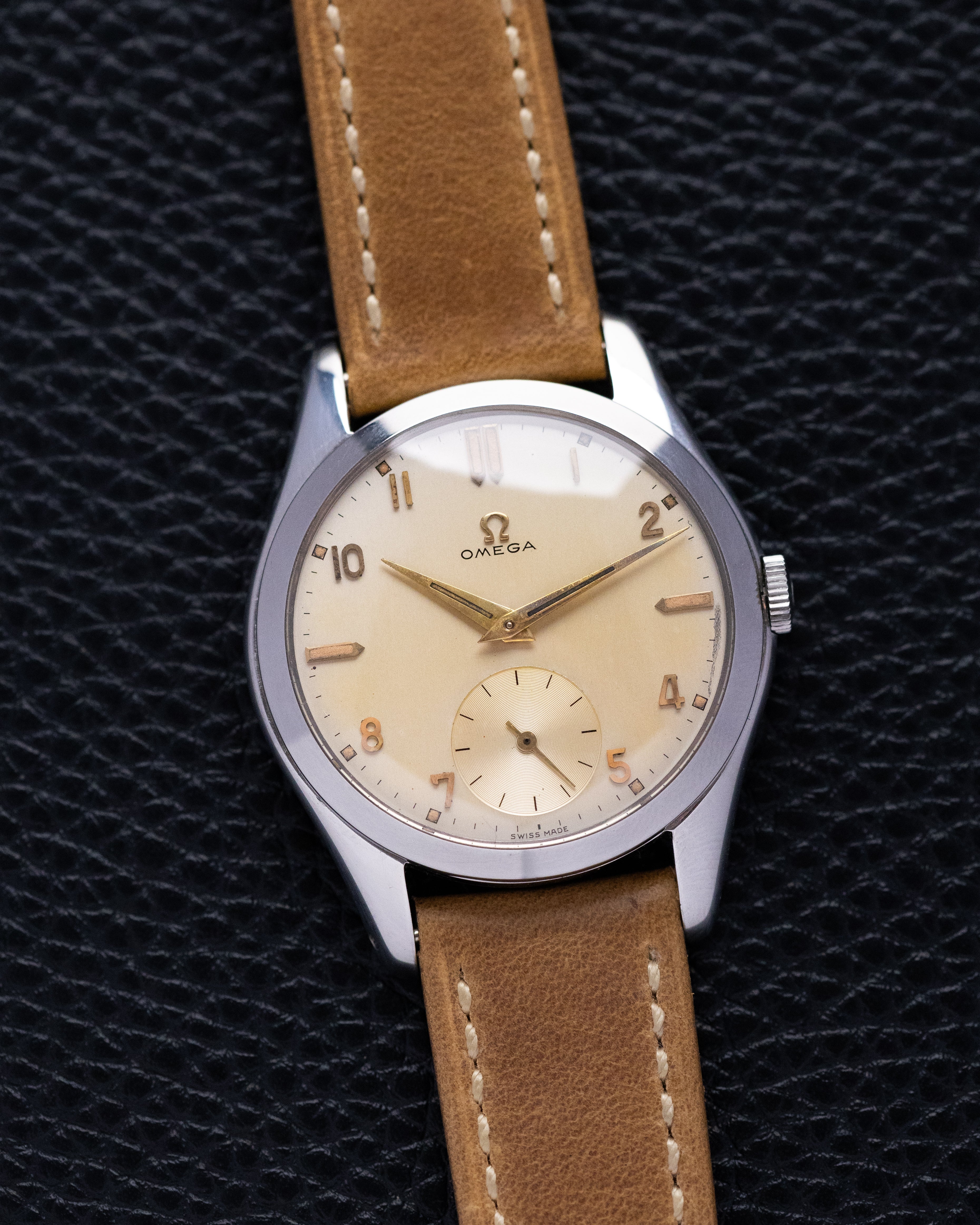 Vintage Omega Swiss Watch, Cream Dial Sub-Second, Ref. 2503-18