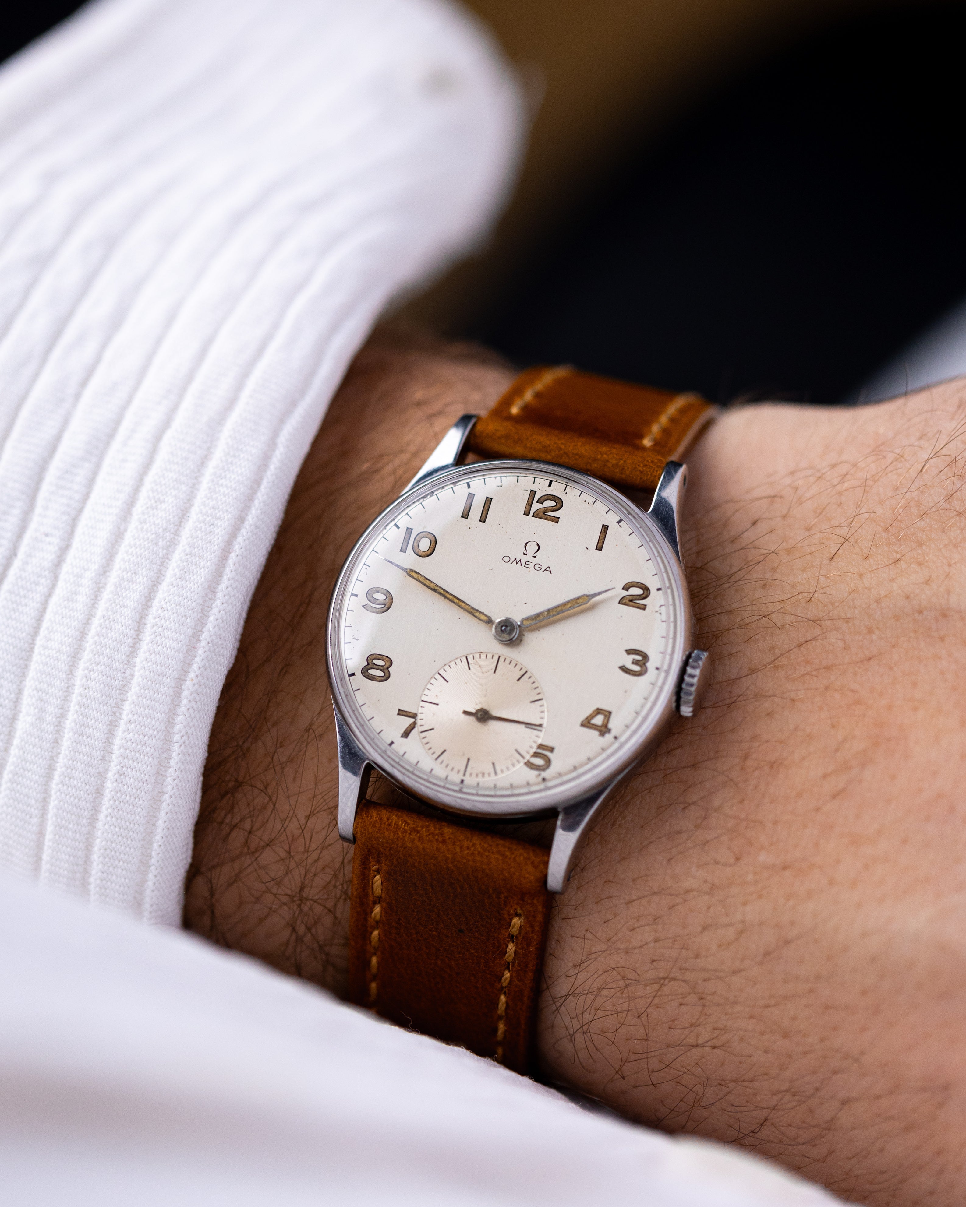 Vintage Omega Swiss Watch, Ref. 2390/3, Silver Dial, Sub - Seconds, Cal. 30T2 from 1943 - DuMarko