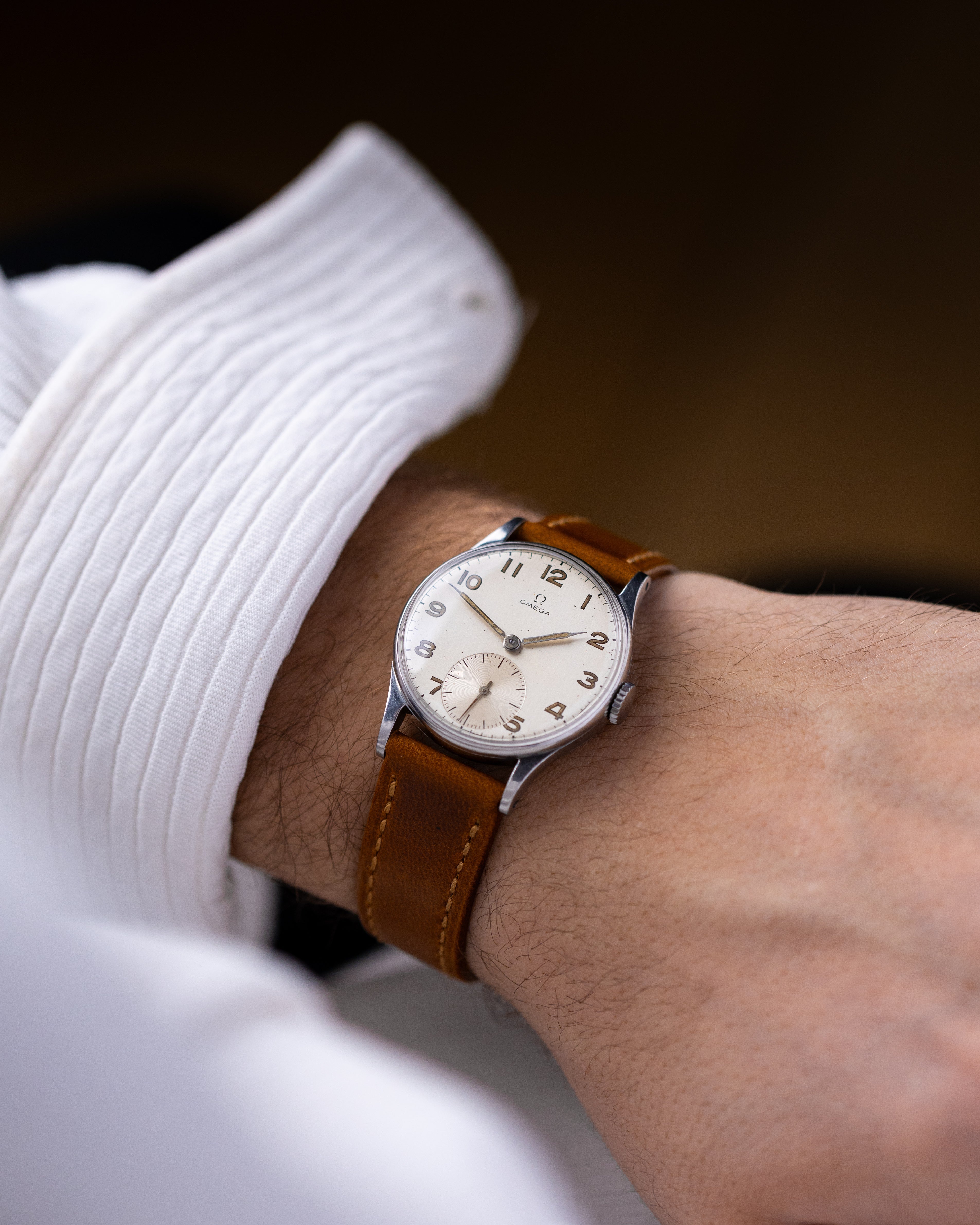 Vintage Omega Swiss Watch, Ref. 2390/3, Silver Dial, Sub - Seconds, Cal. 30T2 from 1943 - DuMarko