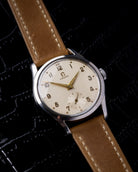 Vintage Omega Swiss Watch, Ref. 2639 - 11, Cream Patina Dial, Sub Seconds, Cal. 266 from 1952 - DuMarko