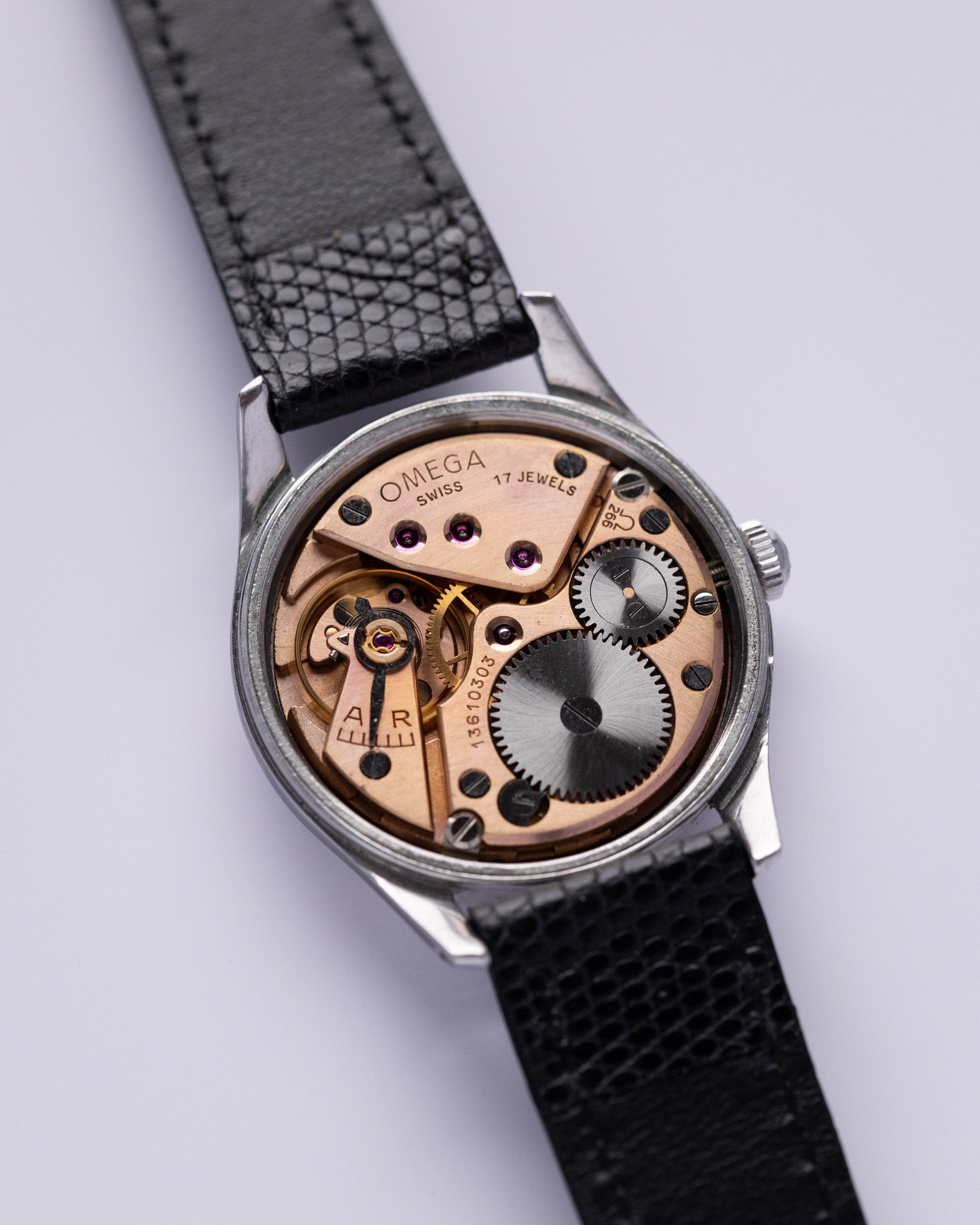 Vintage Omega Swiss Watch, Ref. 2639 - 13, Bullseye/Tuxedo Tropical Patina Dial, Cal. 266 from 1953 - DuMarko