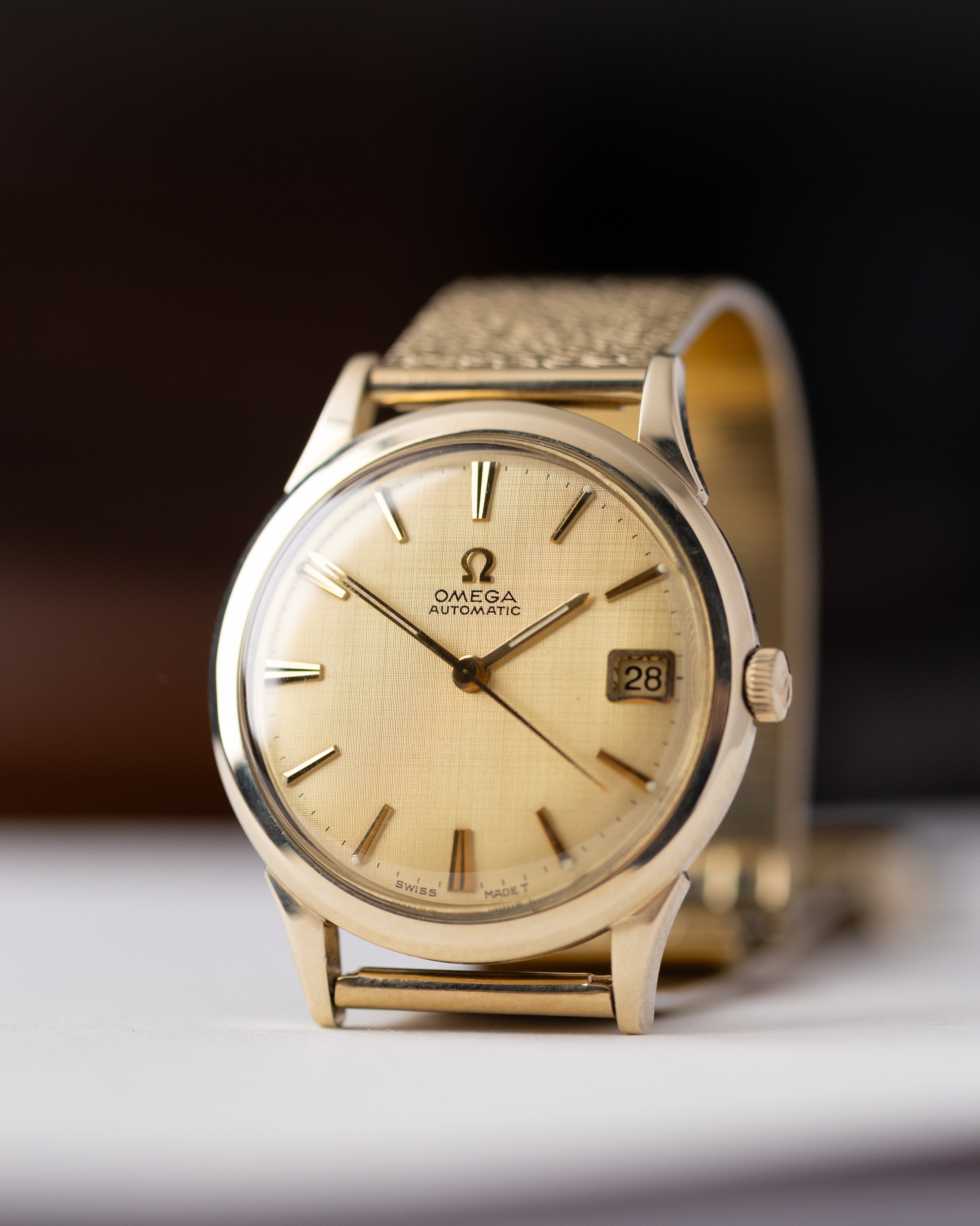 Vintage Omega Swiss Watch, Ref. KL 6312, Golden Linen Dial, Cal