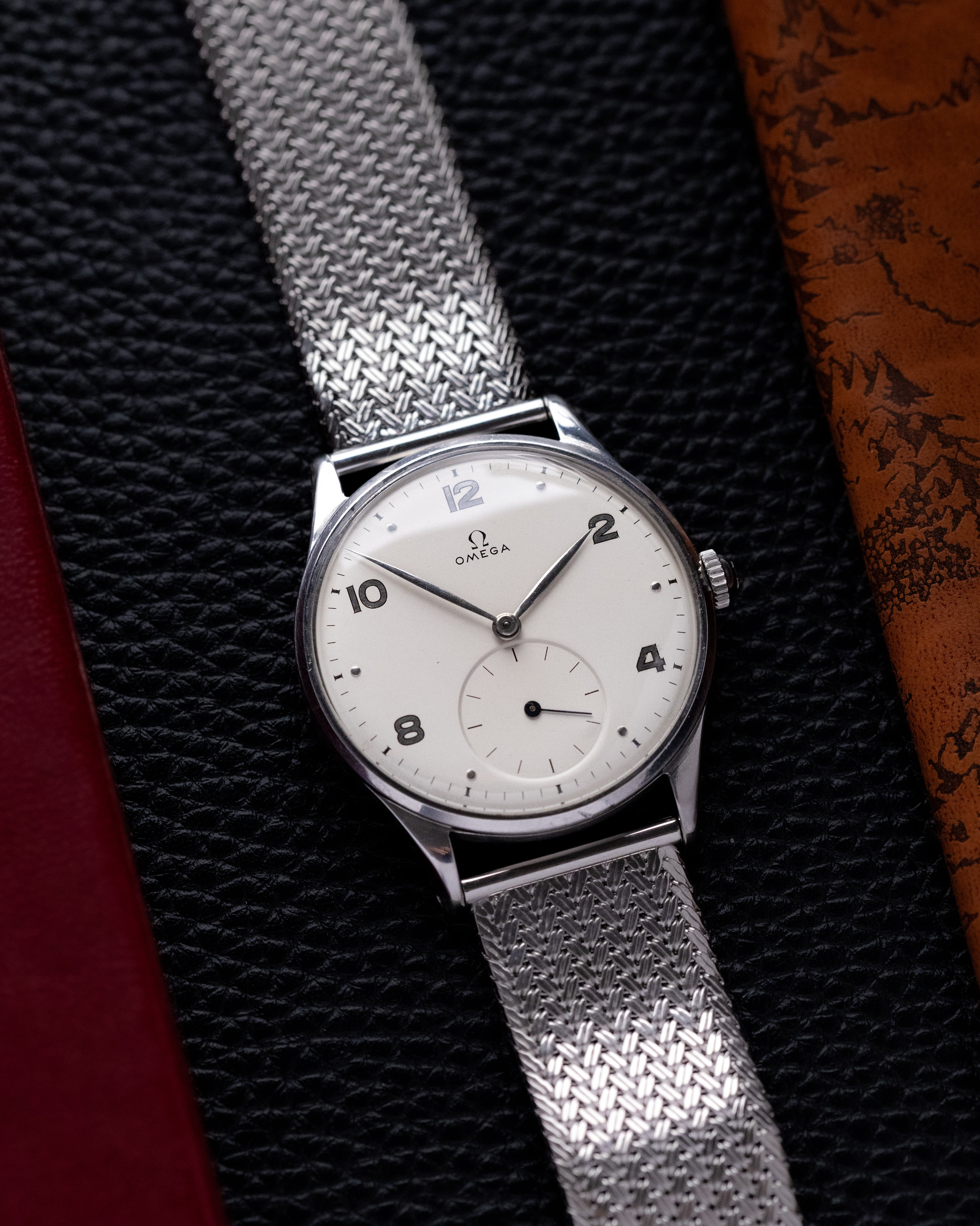 Vintage Omega Watch Jumbo Steel Case, Ref. 2181 - 8, Cream Dial Sub - Second, Cal. 30T2 from 1947 - DuMarko