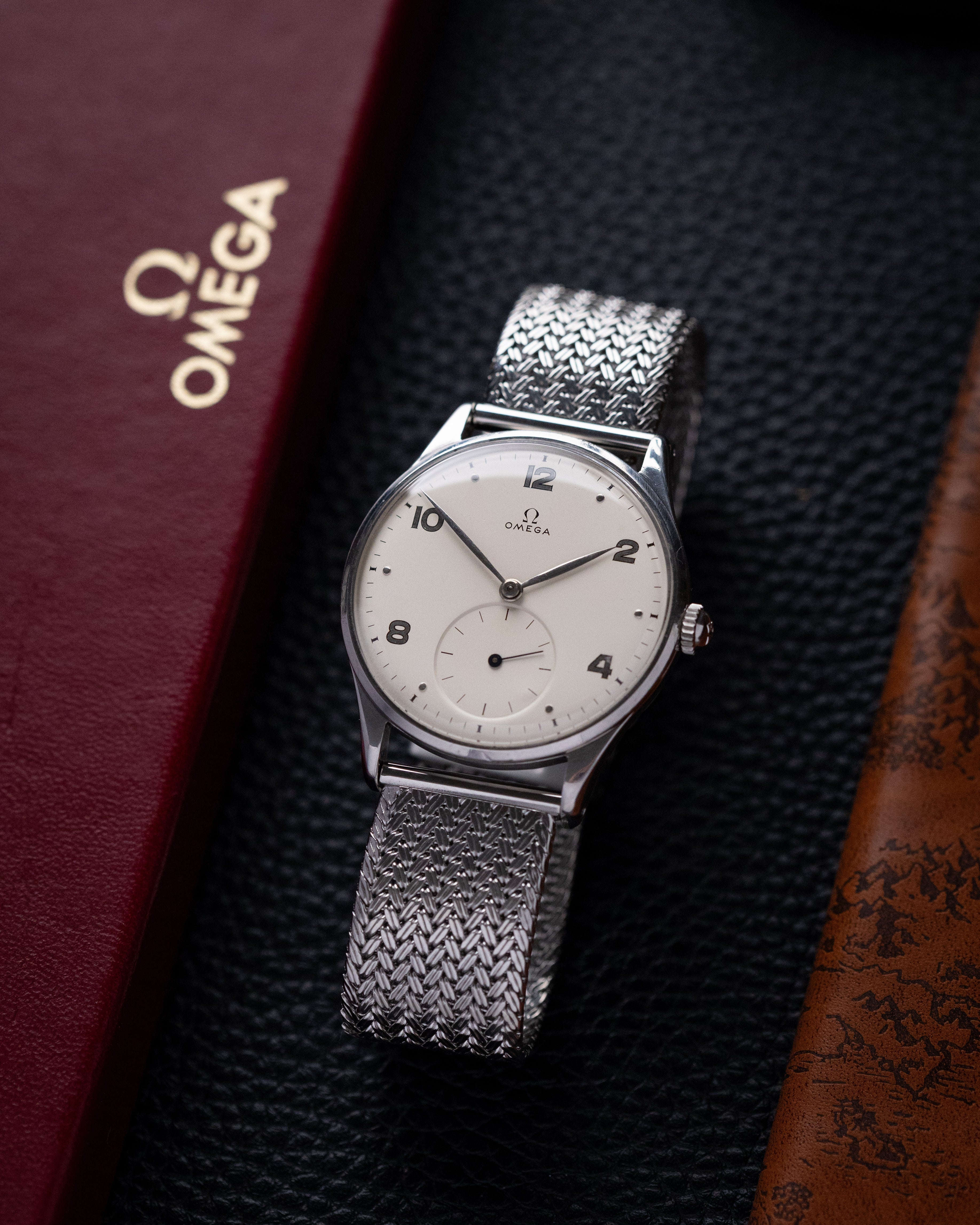 Vintage Omega Watch Jumbo Steel Case, Ref. 2181 - 8, Cream Dial Sub - Second, Cal. 30T2 from 1947 - DuMarko