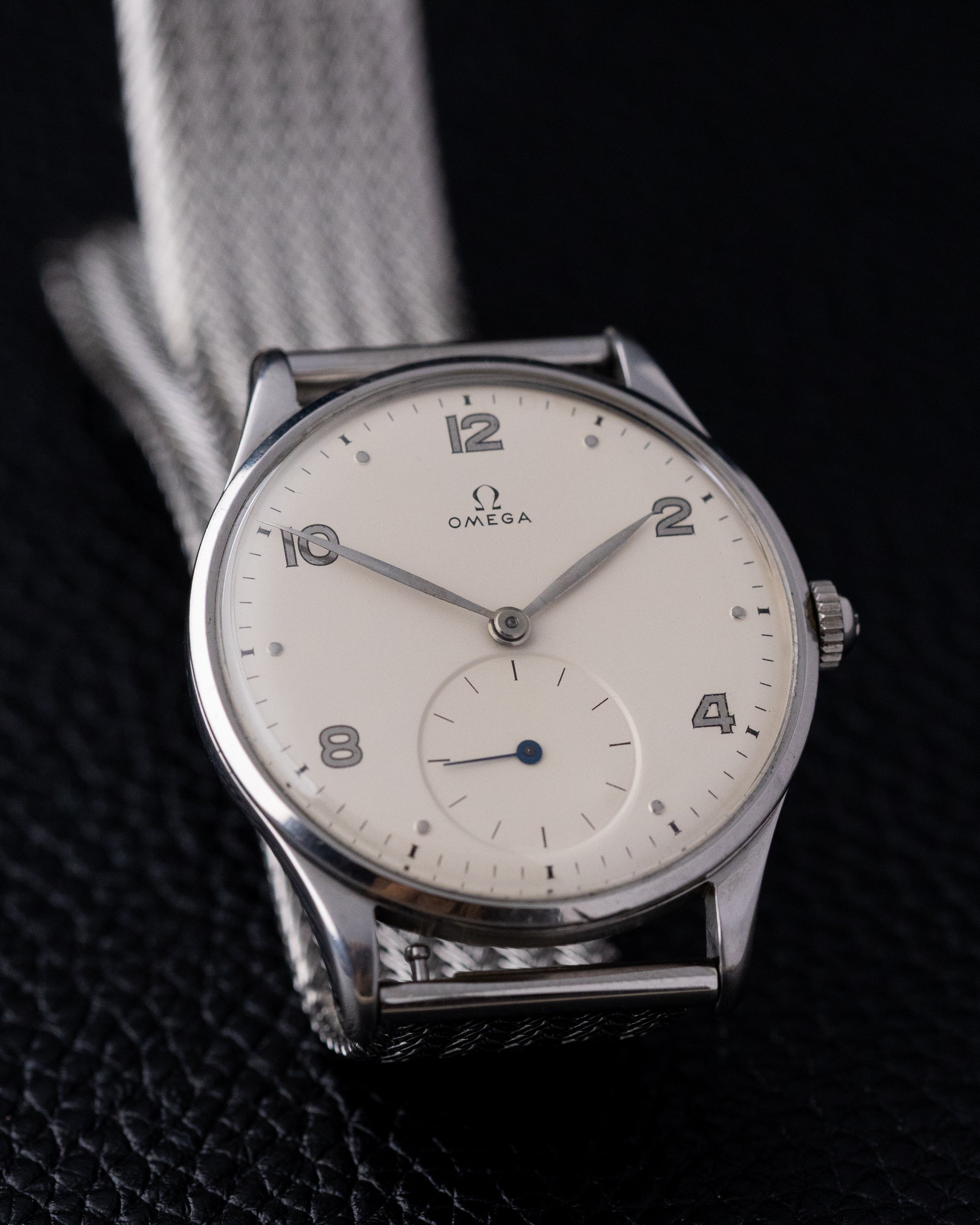 Vintage Omega Watch Jumbo Steel Case, Ref. 2181 - 8, Cream Dial Sub - Second, Cal. 30T2 from 1947 - DuMarko