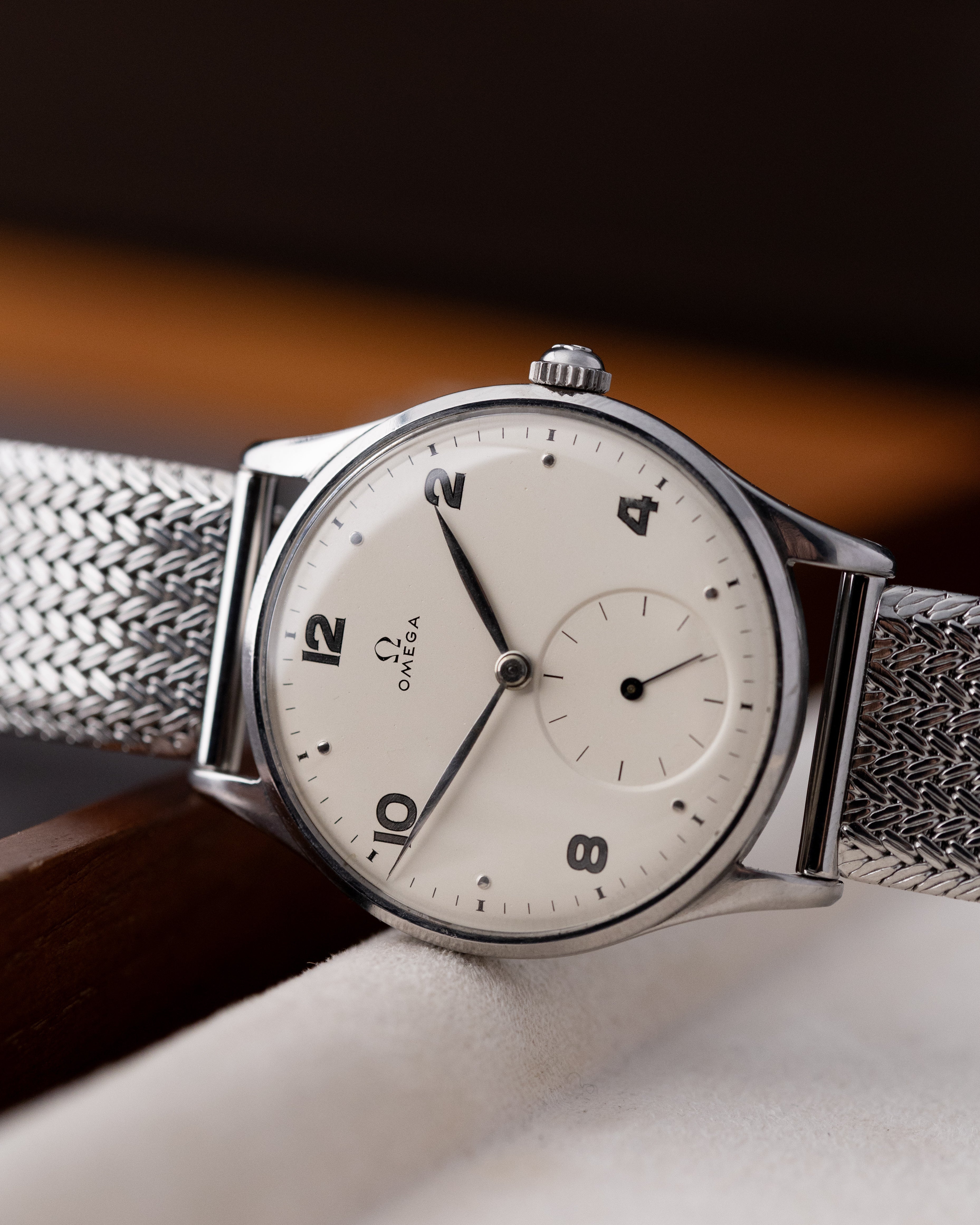 Vintage Omega Watch Jumbo Steel Case, Ref. 2181 - 8, Cream Dial Sub - Second, Cal. 30T2 from 1947 - DuMarko