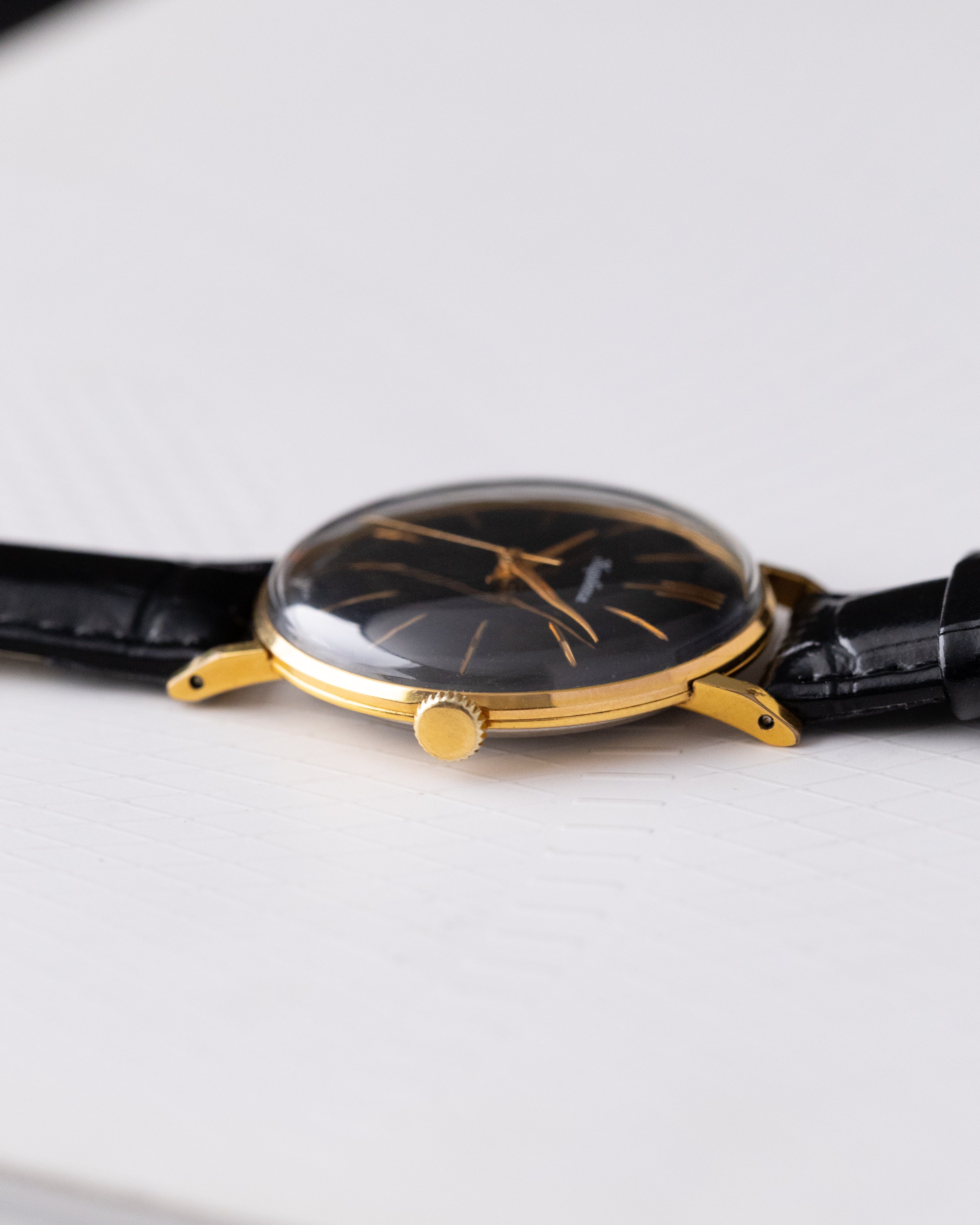 Vintage Poljot Kirovskie, Early Dress Watch, Rare black Dial, AU20 Case from 1960s - DuMarko