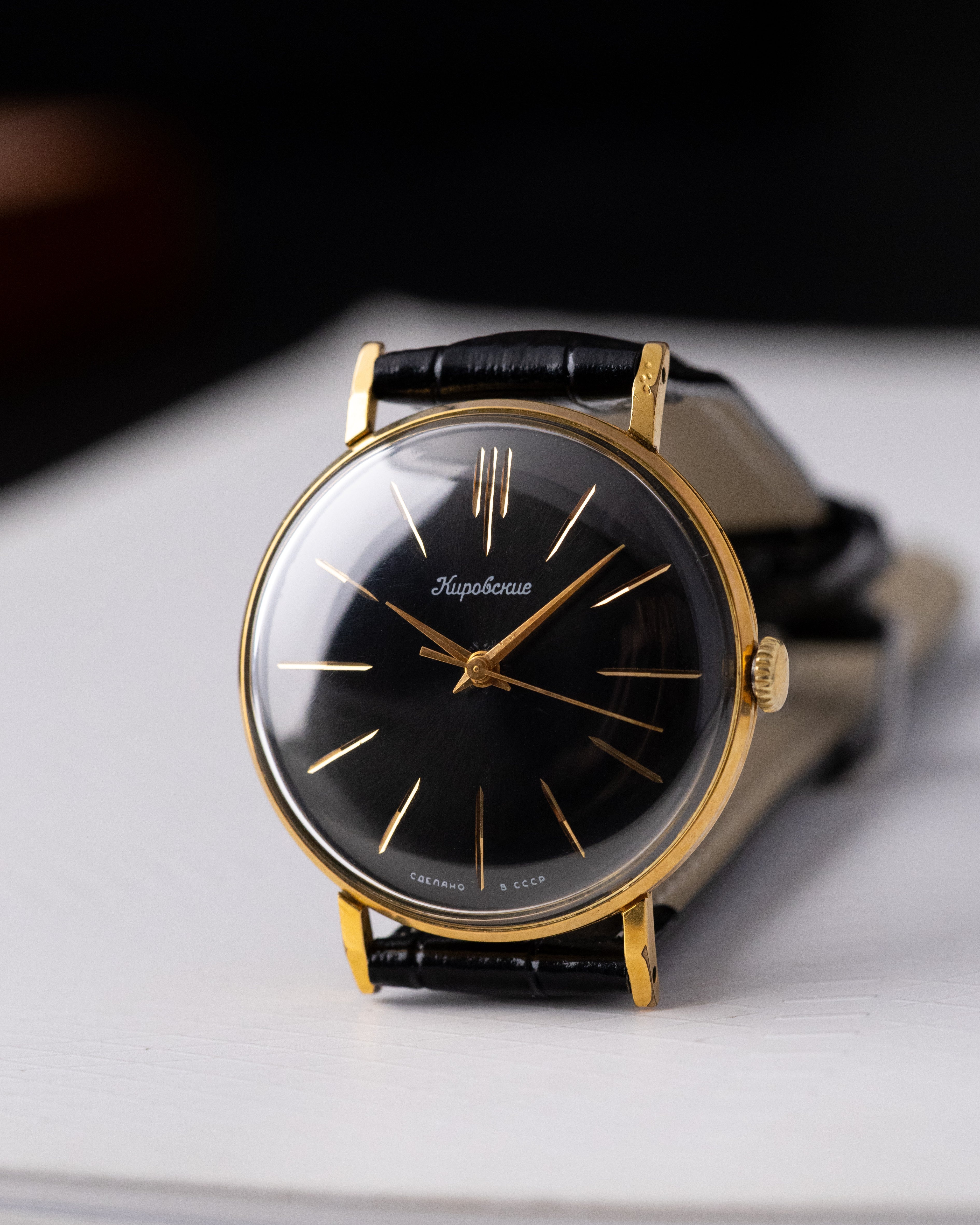 Vintage Poljot Kirovskie, Early Dress Watch, Rare black Dial, AU20 Case from 1960s - DuMarko
